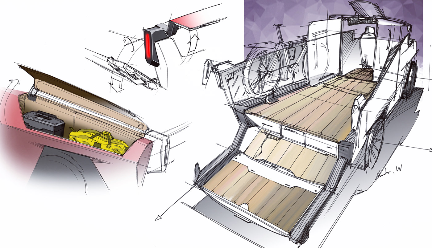 Hand drawn car，industrial design，vehicle，Sketch design，