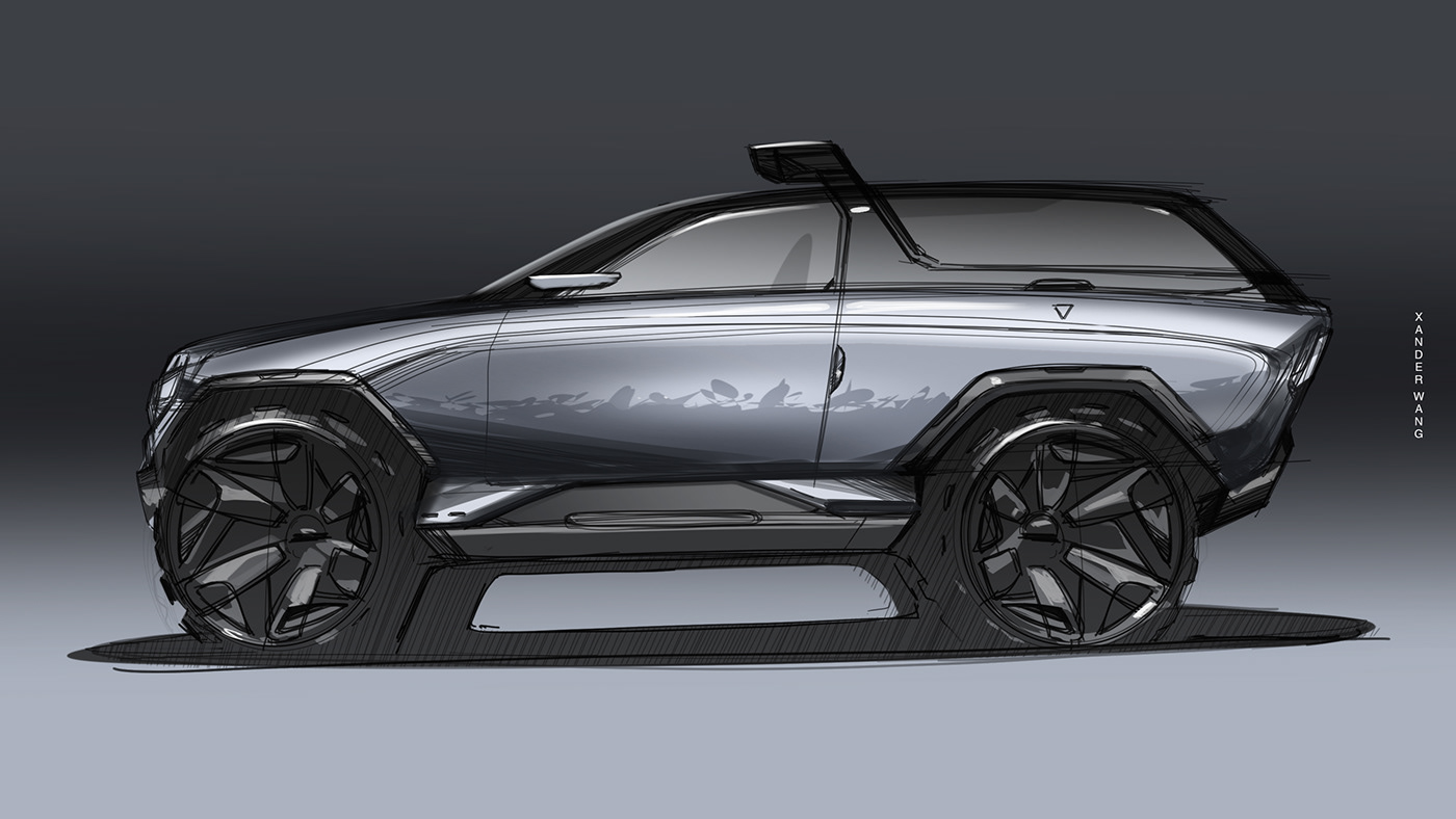 Hand drawn car，industrial design，vehicle，Sketch design，