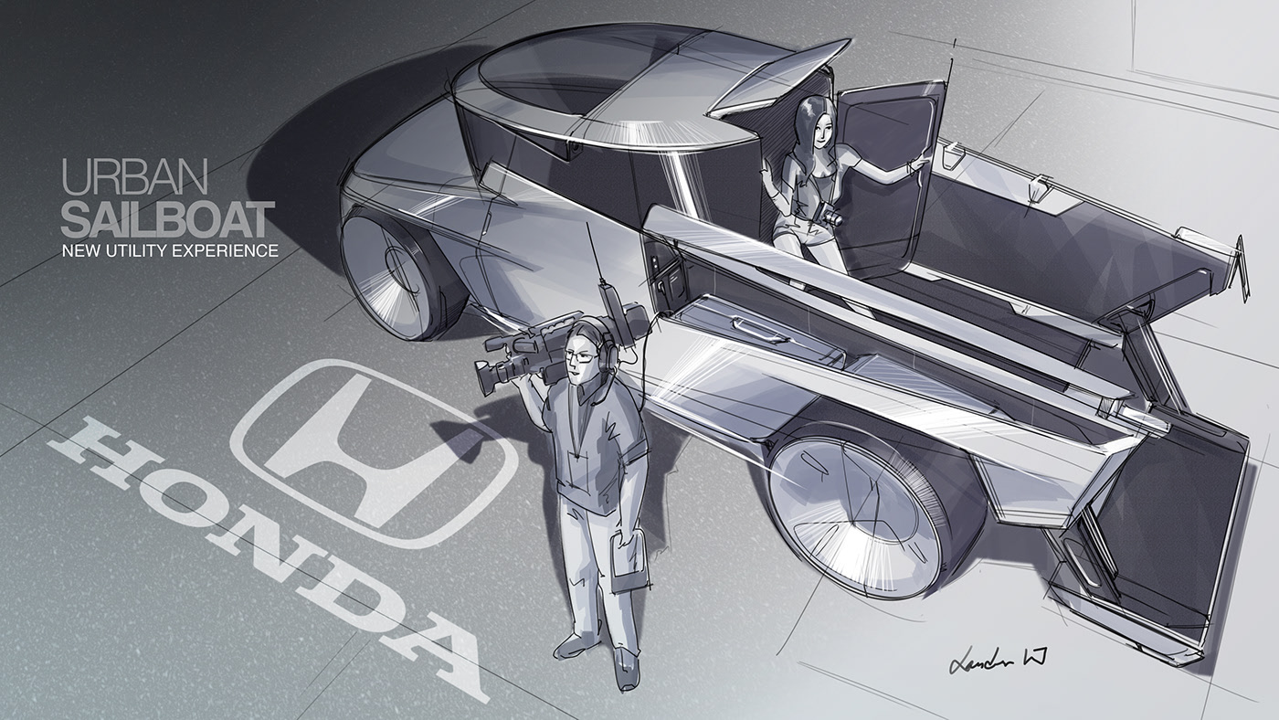 Hand drawn car，industrial design，vehicle，Sketch design，