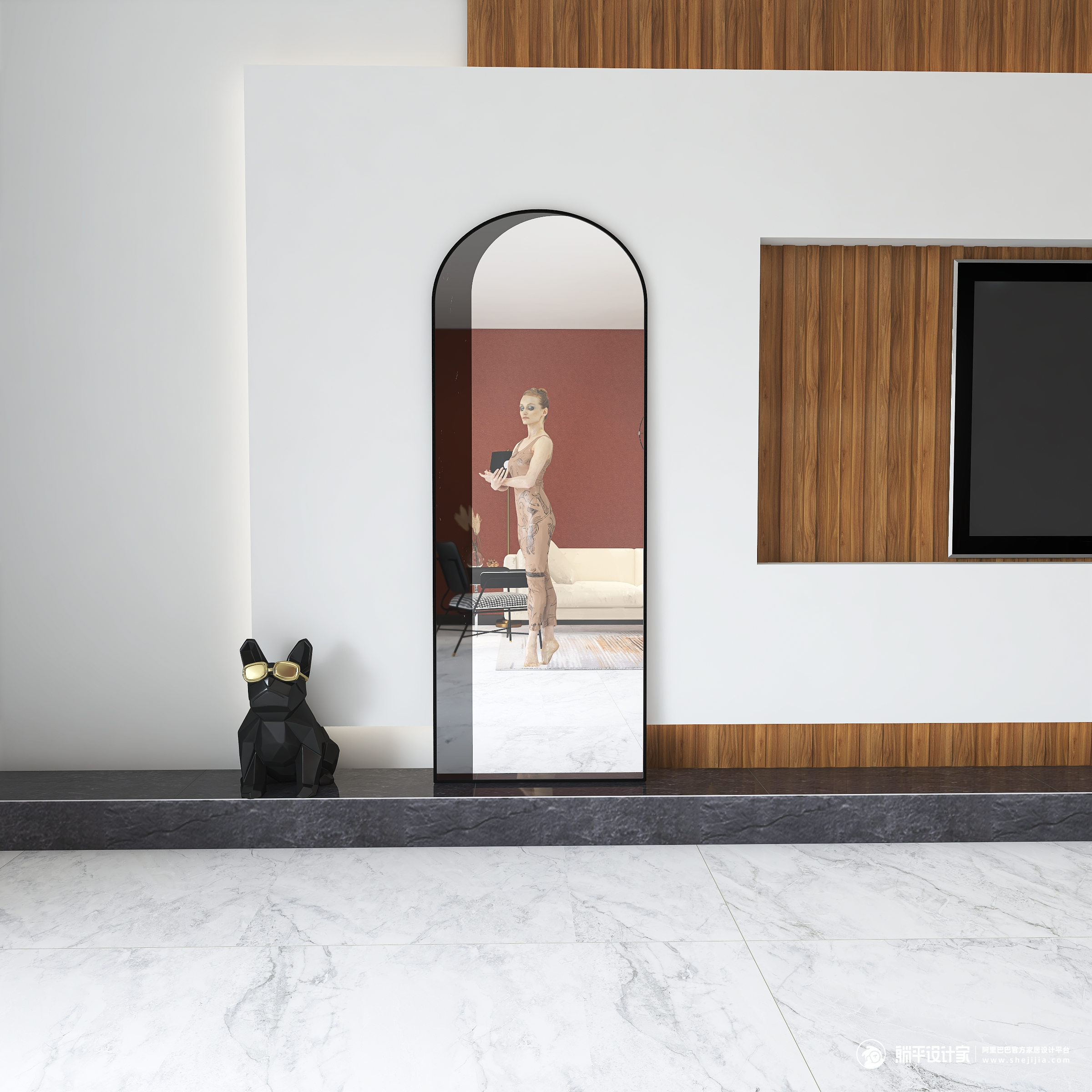 Full-length mirror，Whole body mirror，Floor mirror，mirror，furniture，Home Furnishing，Cloakroom，Northern Europe，