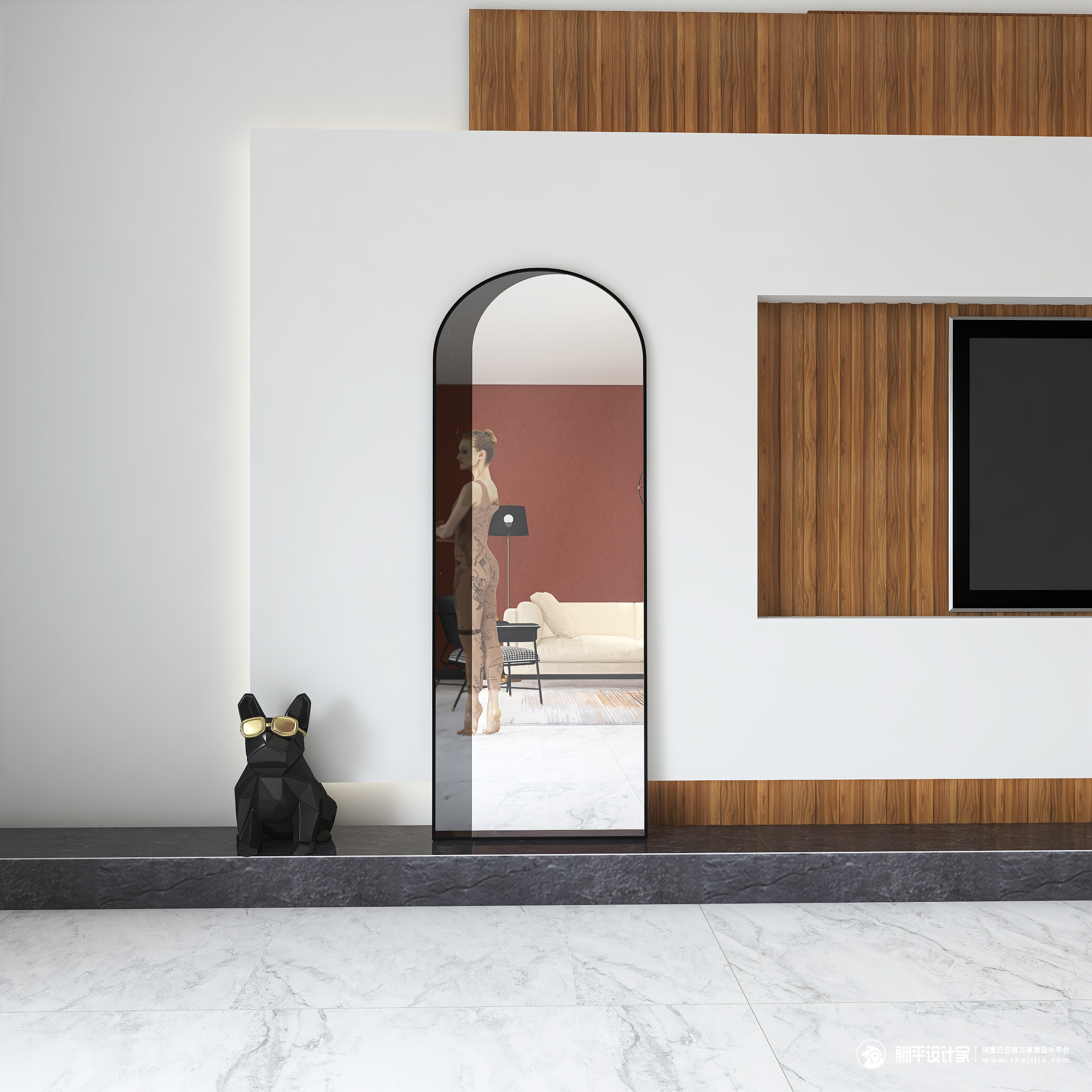 Full-length mirror，Whole body mirror，Floor mirror，mirror，furniture，Home Furnishing，Cloakroom，Northern Europe，