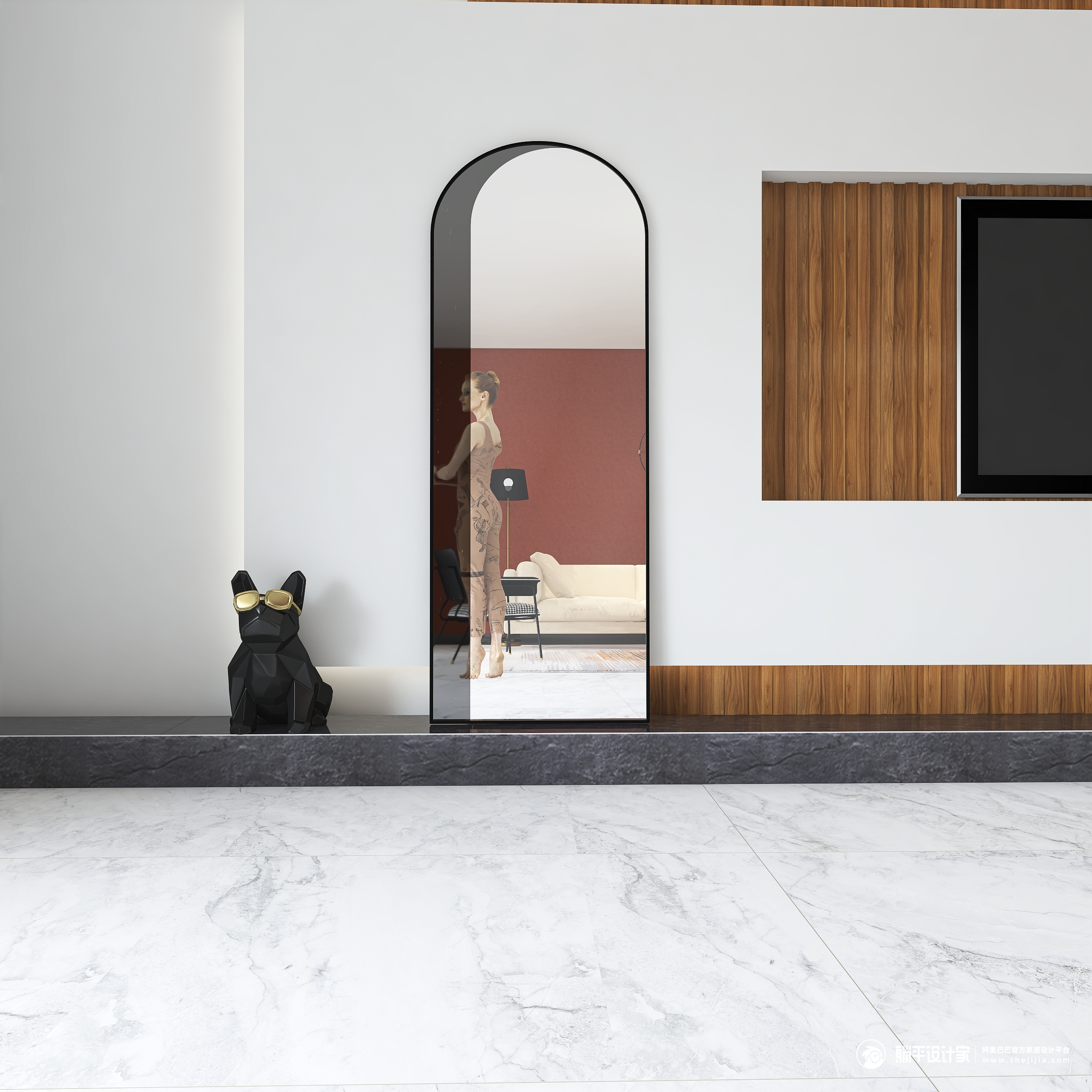 Full-length mirror，Whole body mirror，Floor mirror，mirror，furniture，Home Furnishing，Cloakroom，Northern Europe，