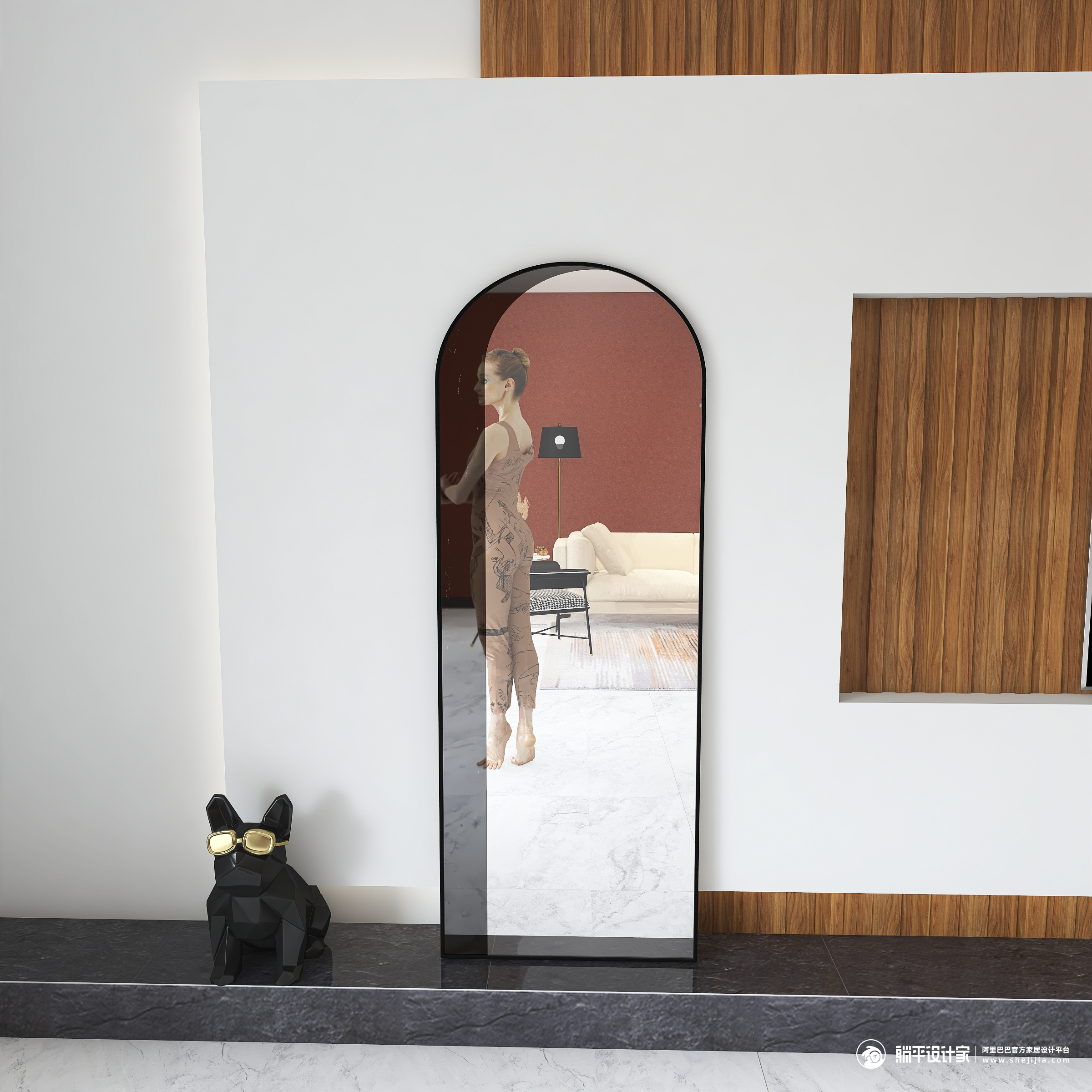 Full-length mirror，Whole body mirror，Floor mirror，mirror，furniture，Home Furnishing，Cloakroom，Northern Europe，