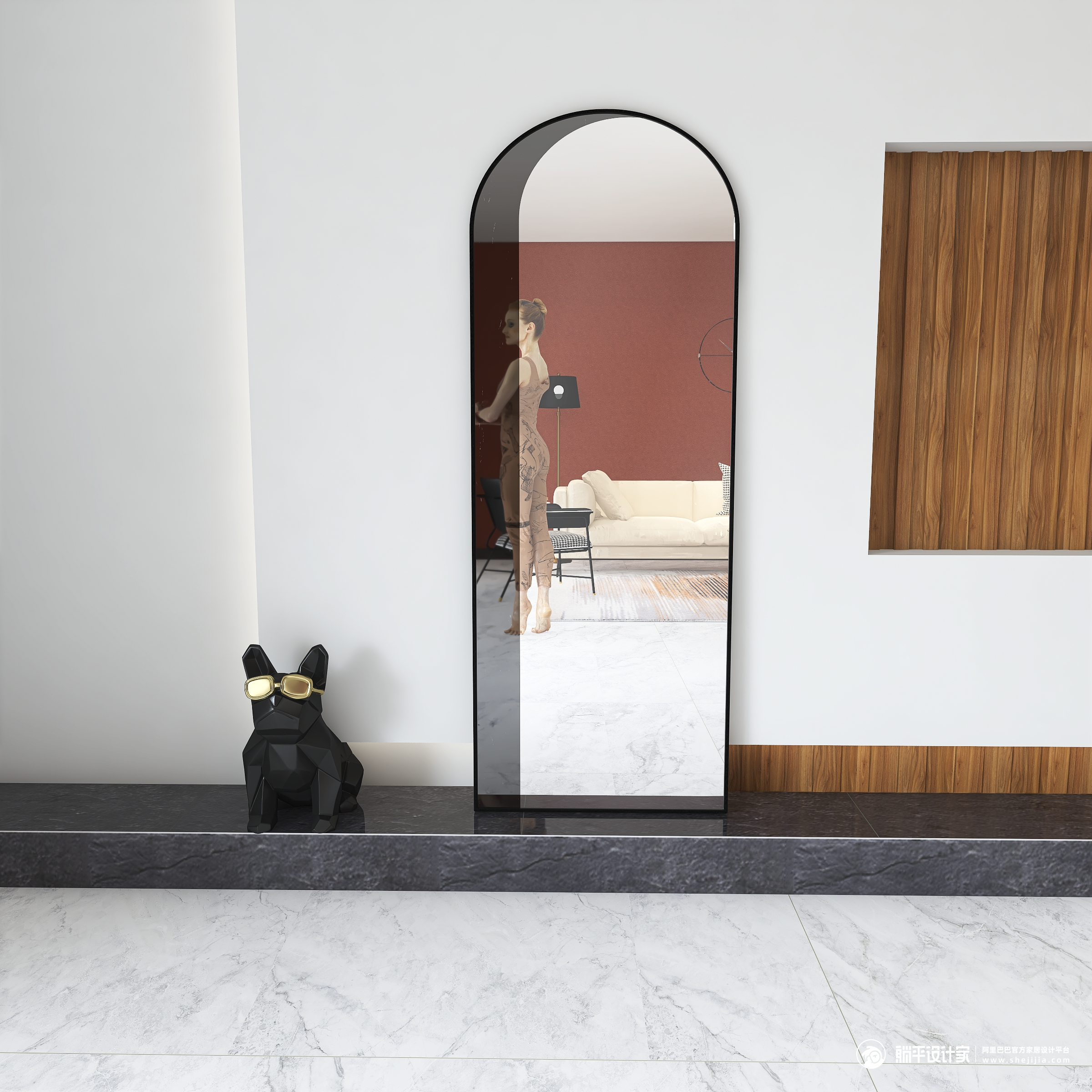 Full-length mirror，Whole body mirror，Floor mirror，mirror，furniture，Home Furnishing，Cloakroom，Northern Europe，
