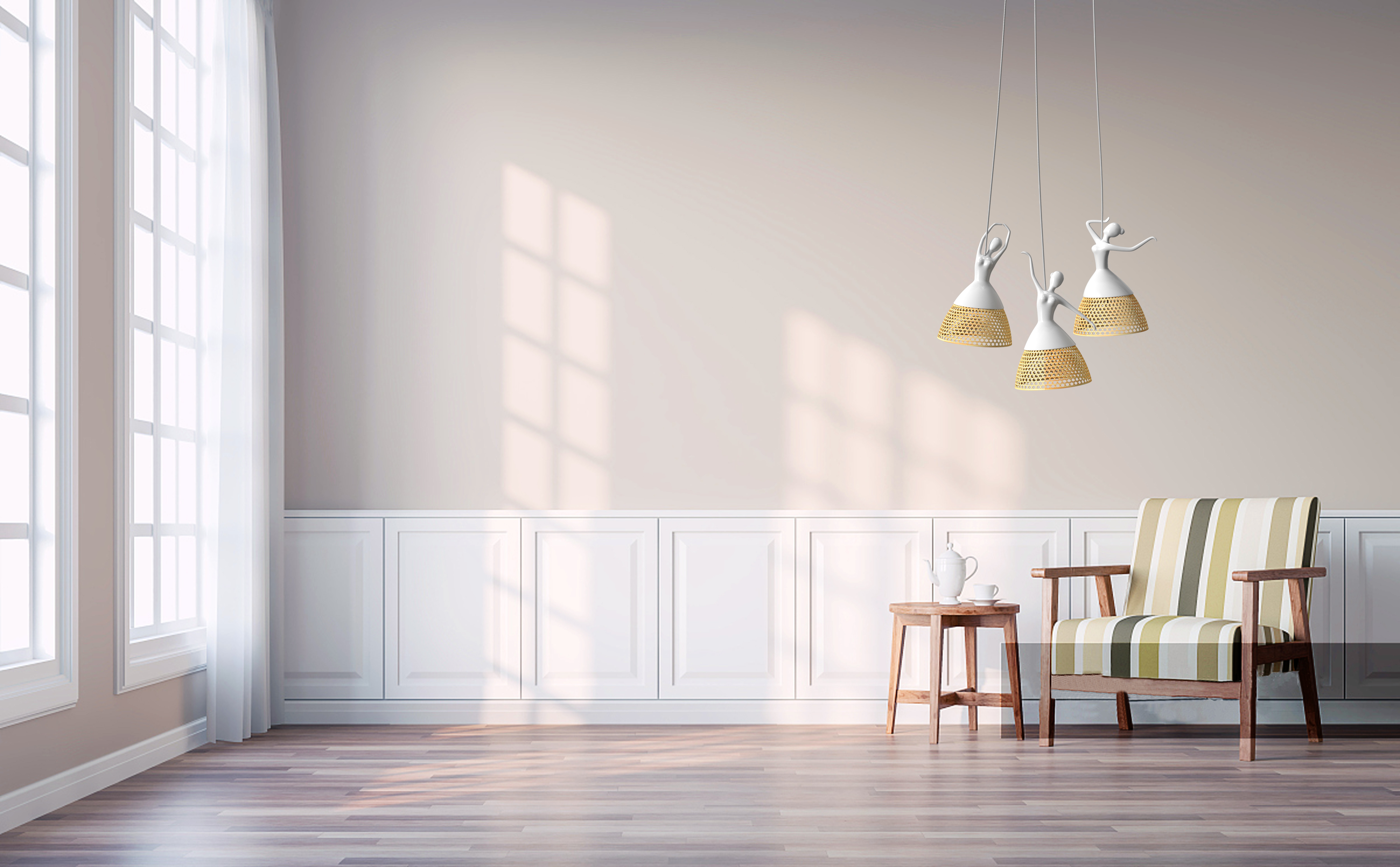 a chandelier，bamboo weaving，ceramics，Rhythmic movement，dance，