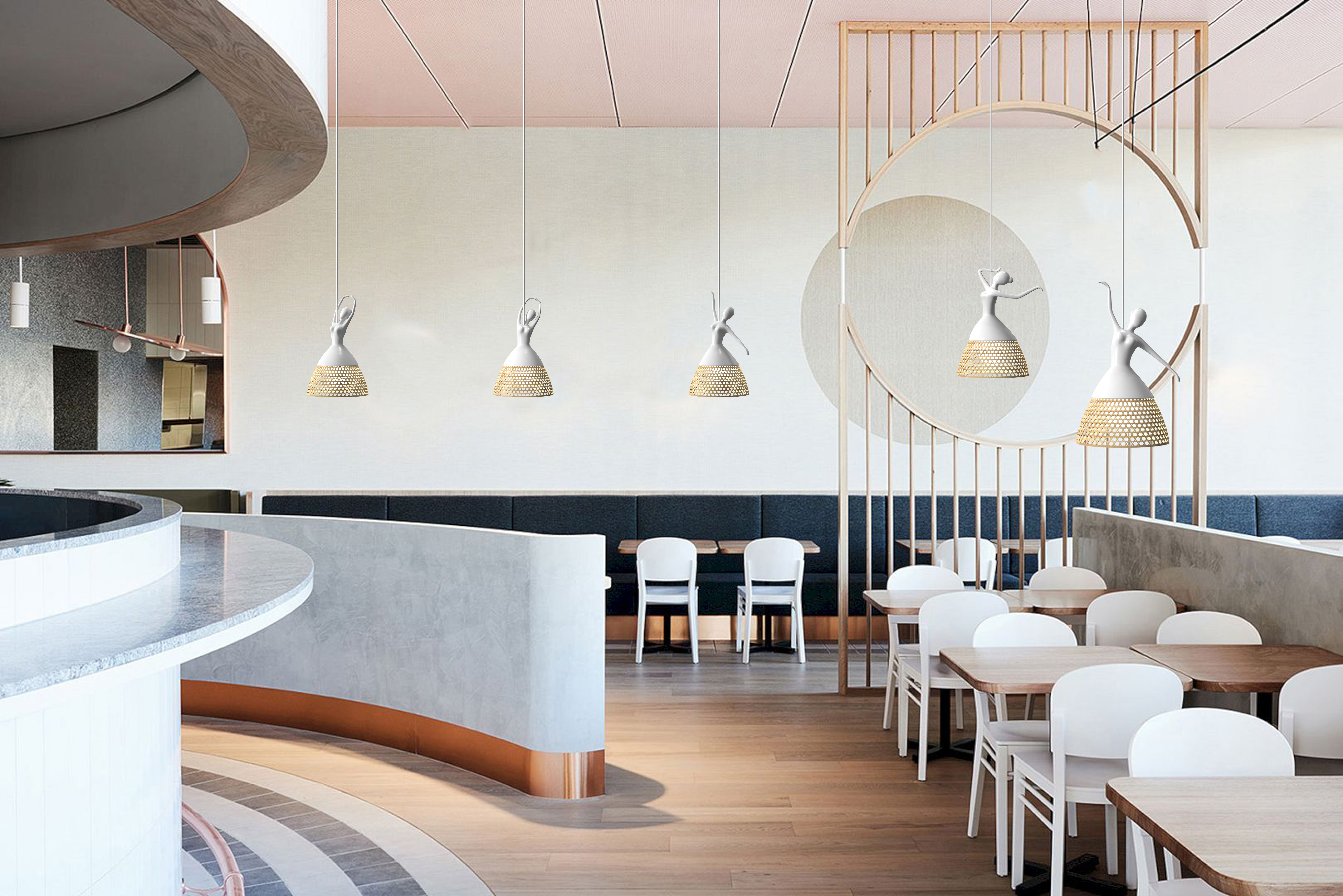 a chandelier，bamboo weaving，ceramics，Rhythmic movement，dance，