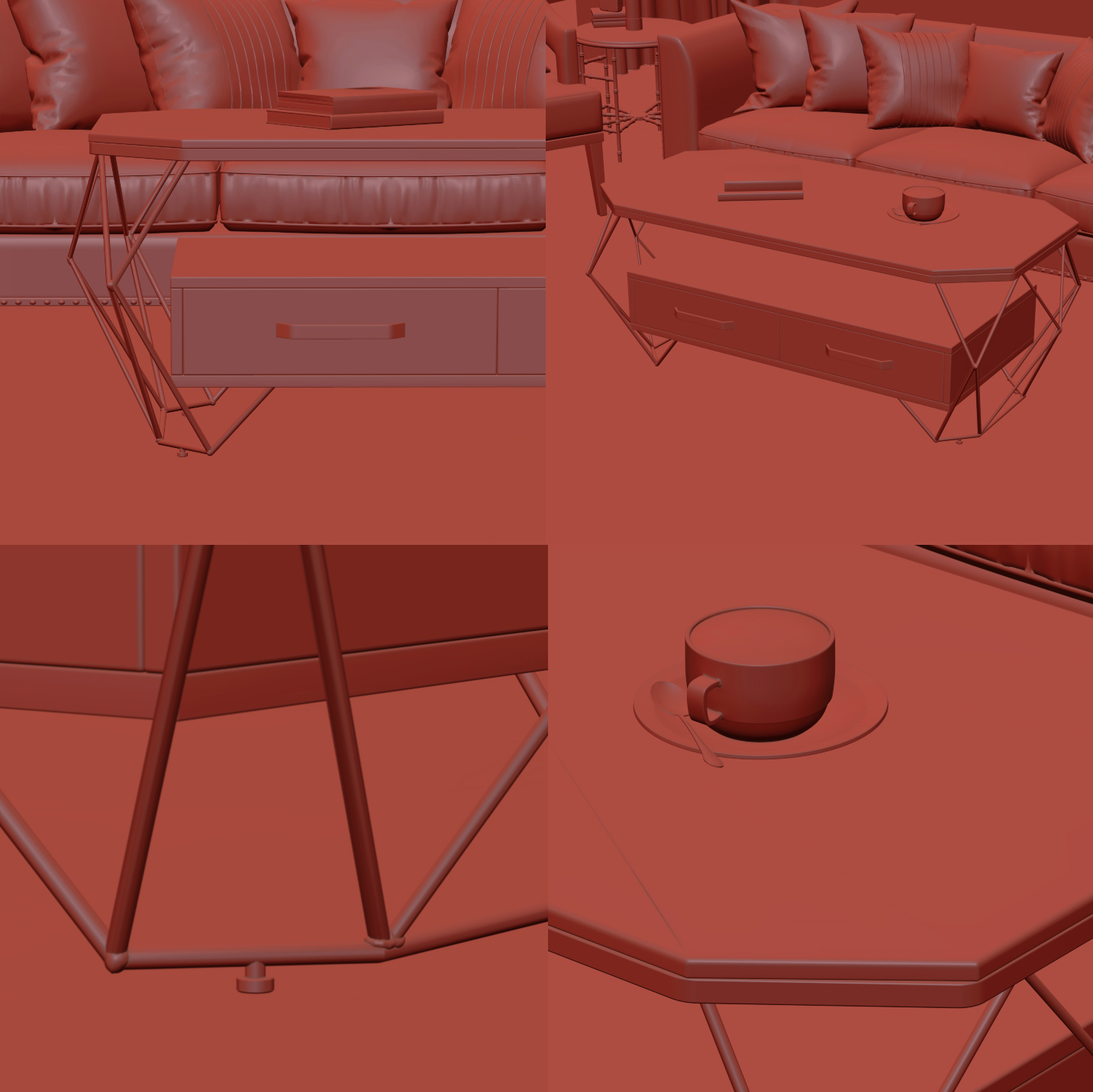 3d，corona，design sketch，tea table，furniture，