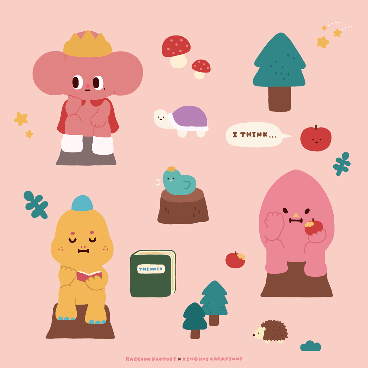 Thinker Blind Box，RACCOON FACTORY，Toys，Blind box，Thinker buddy series，Starfy，