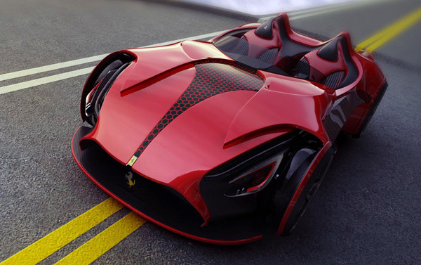 Ferrari，conceptual design，Automobile design，Electric racing car，solar energy，carbon fibre，