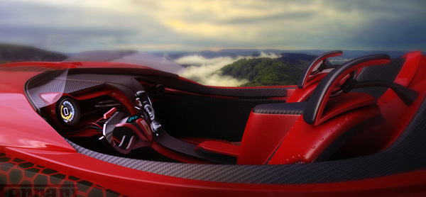 Ferrari，conceptual design，Automobile design，Electric racing car，solar energy，carbon fibre，