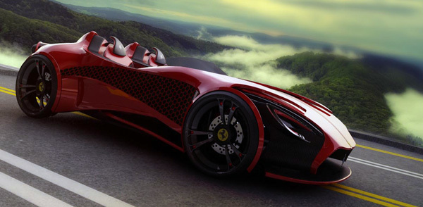 Ferrari，conceptual design，Automobile design，Electric racing car，solar energy，carbon fibre，
