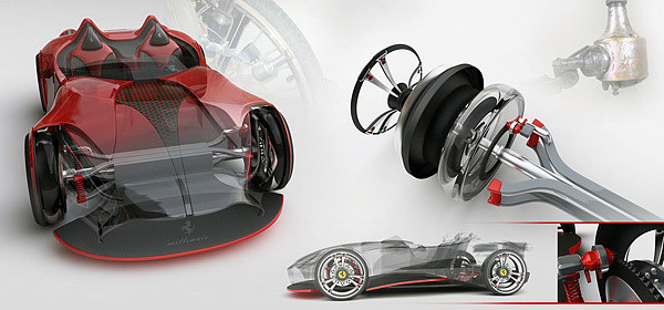 Ferrari，conceptual design，Automobile design，Electric racing car，solar energy，carbon fibre，