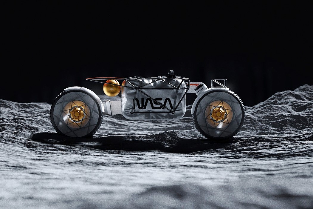 美国宇航局摩托车，月球上，制作甜甜圈，