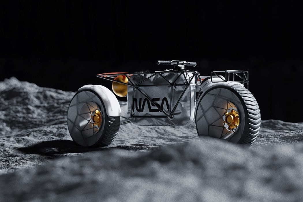 美国宇航局摩托车，月球上，制作甜甜圈，