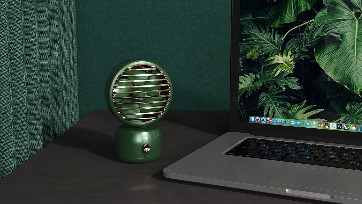 product design，industrial design，sample reels，Keyshot rendering，Desktop small fan，