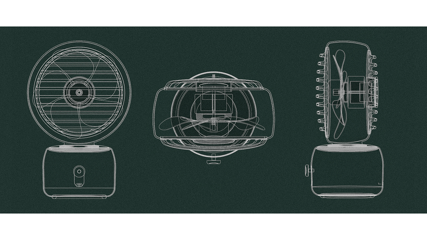 product design，industrial design，sample reels，Keyshot rendering，Desktop small fan，