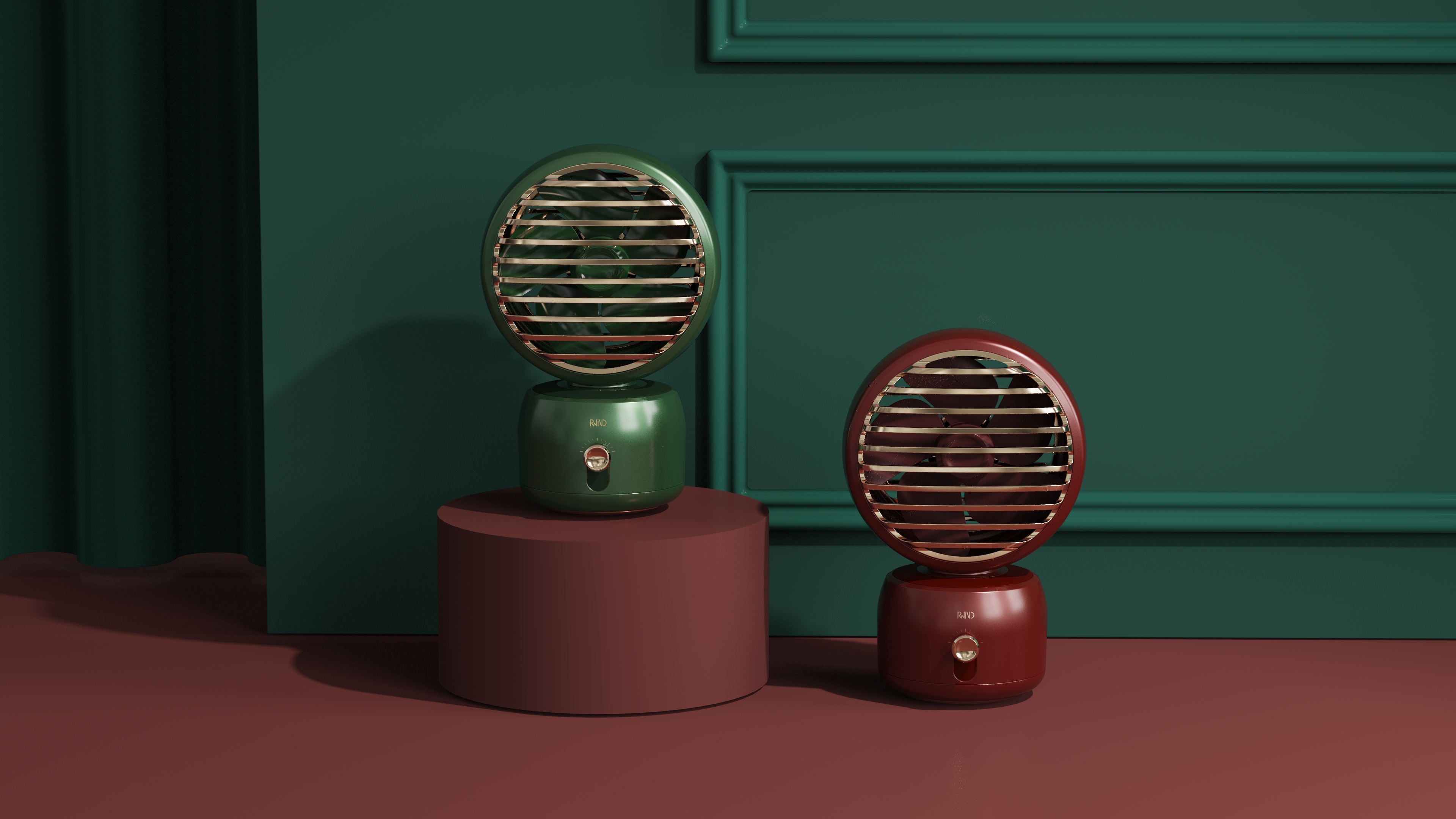 product design，industrial design，sample reels，Keyshot rendering，Desktop small fan，