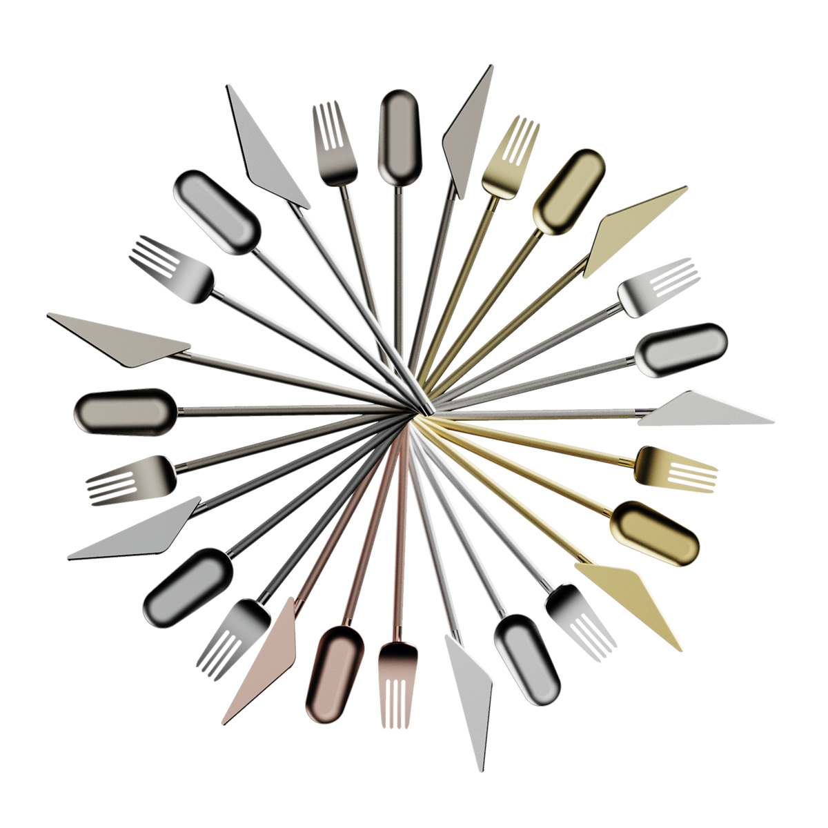 Deconstruction tableware，knife and fork，Deconstruction concept，
