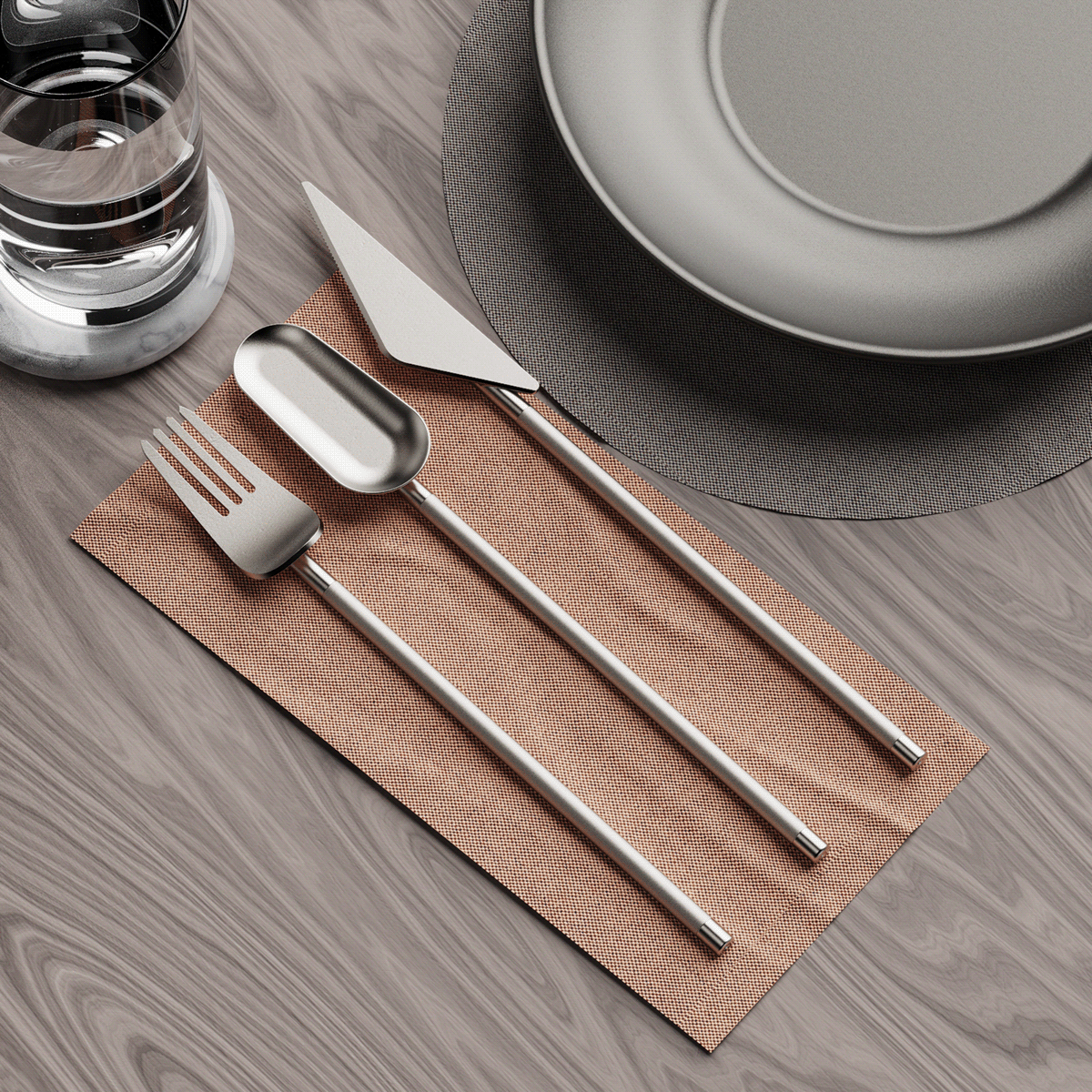 Deconstruction tableware，knife and fork，Deconstruction concept，