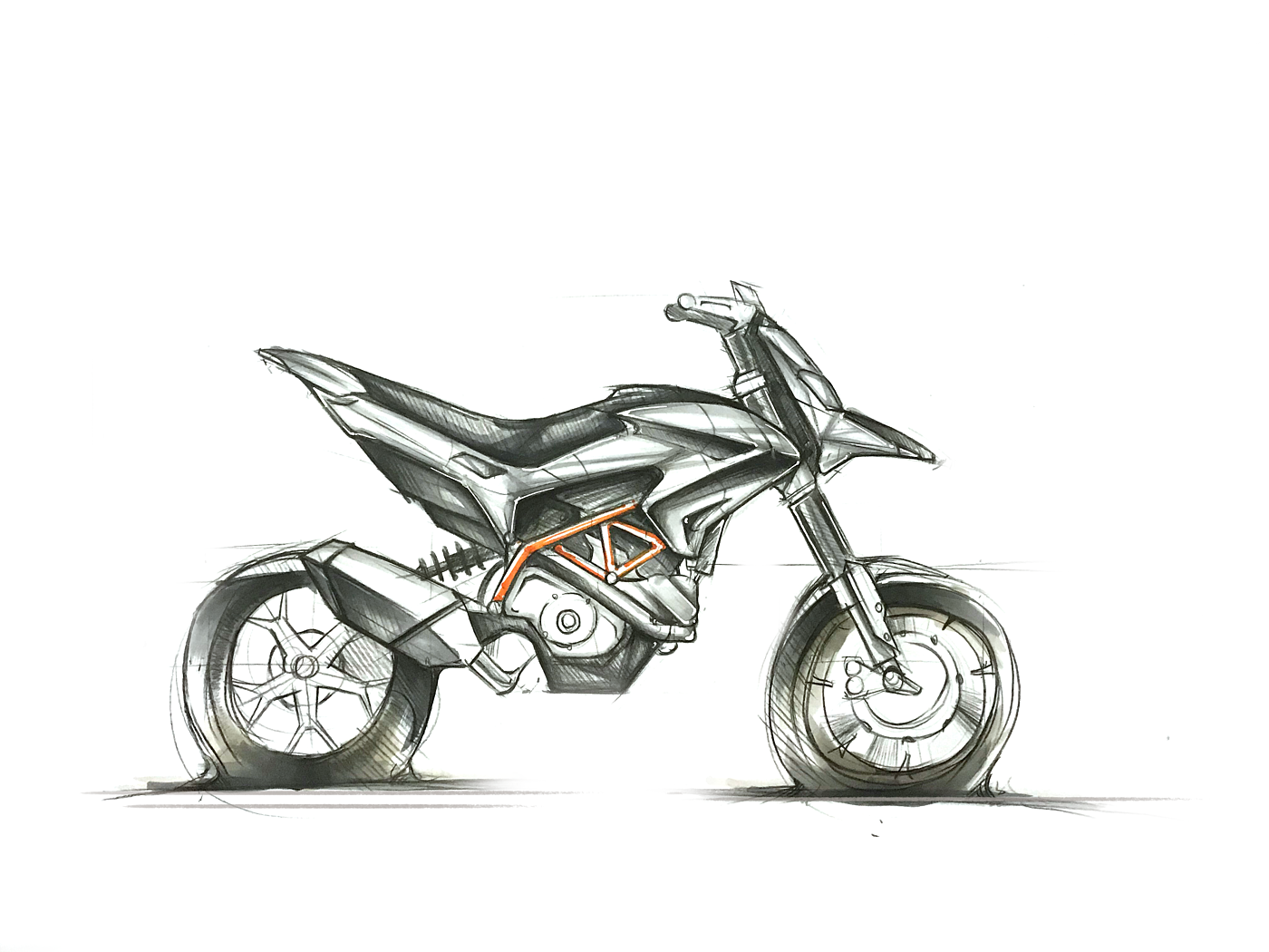 Hand drawn，Ubee ，motorcycle，draft，