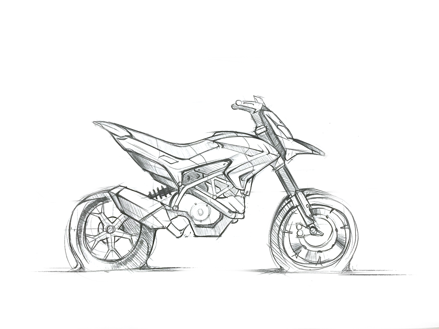 Hand drawn，Ubee ，motorcycle，draft，