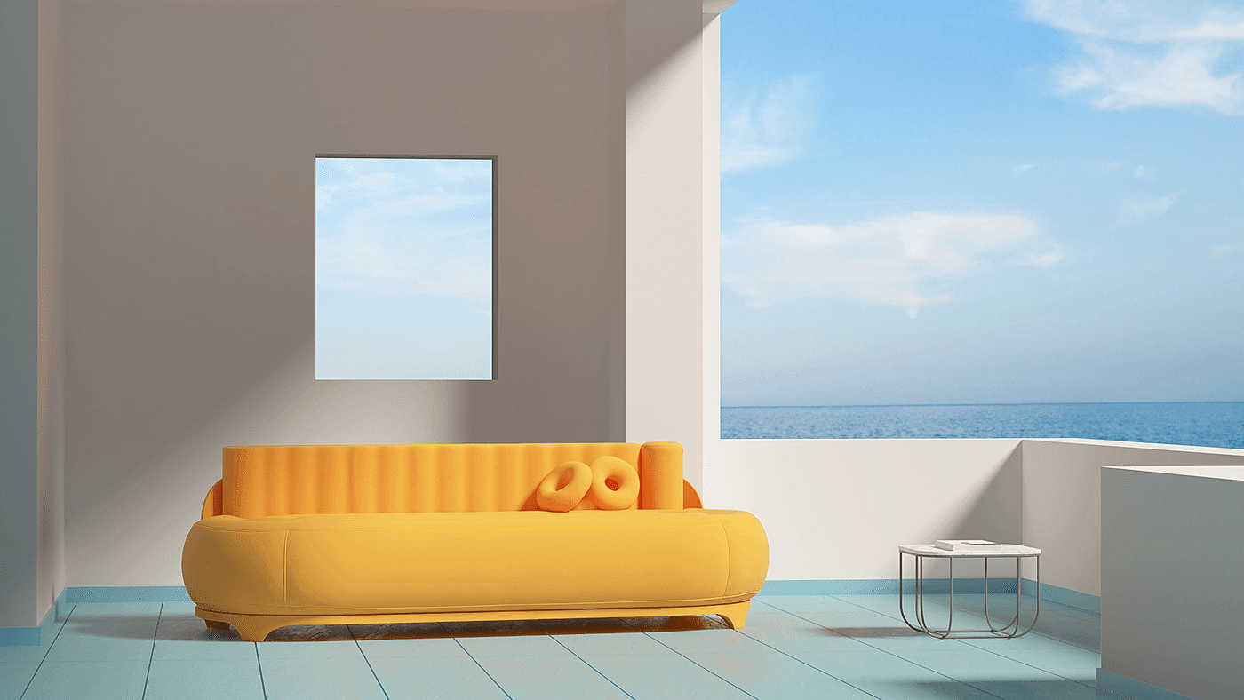 沙发，按摩，室内，黄色，