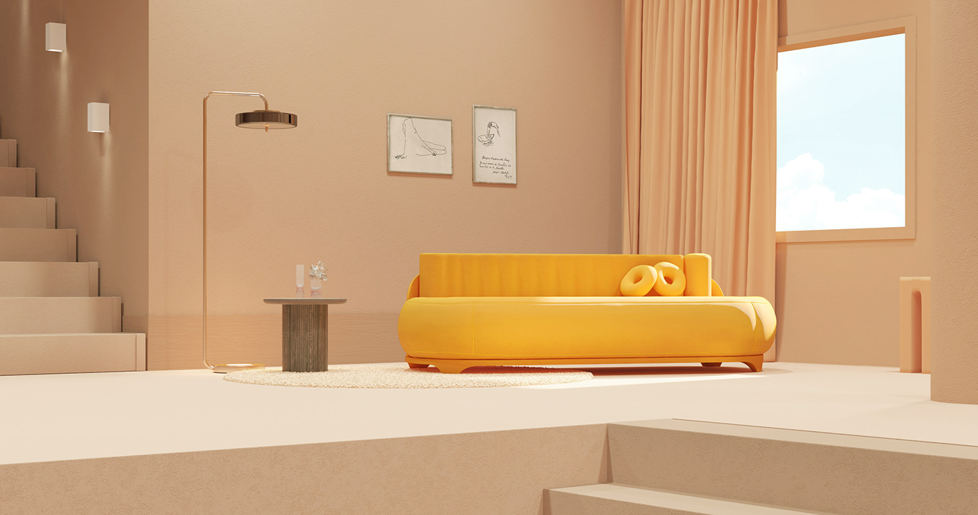 sofa，massage，indoor，yellow，