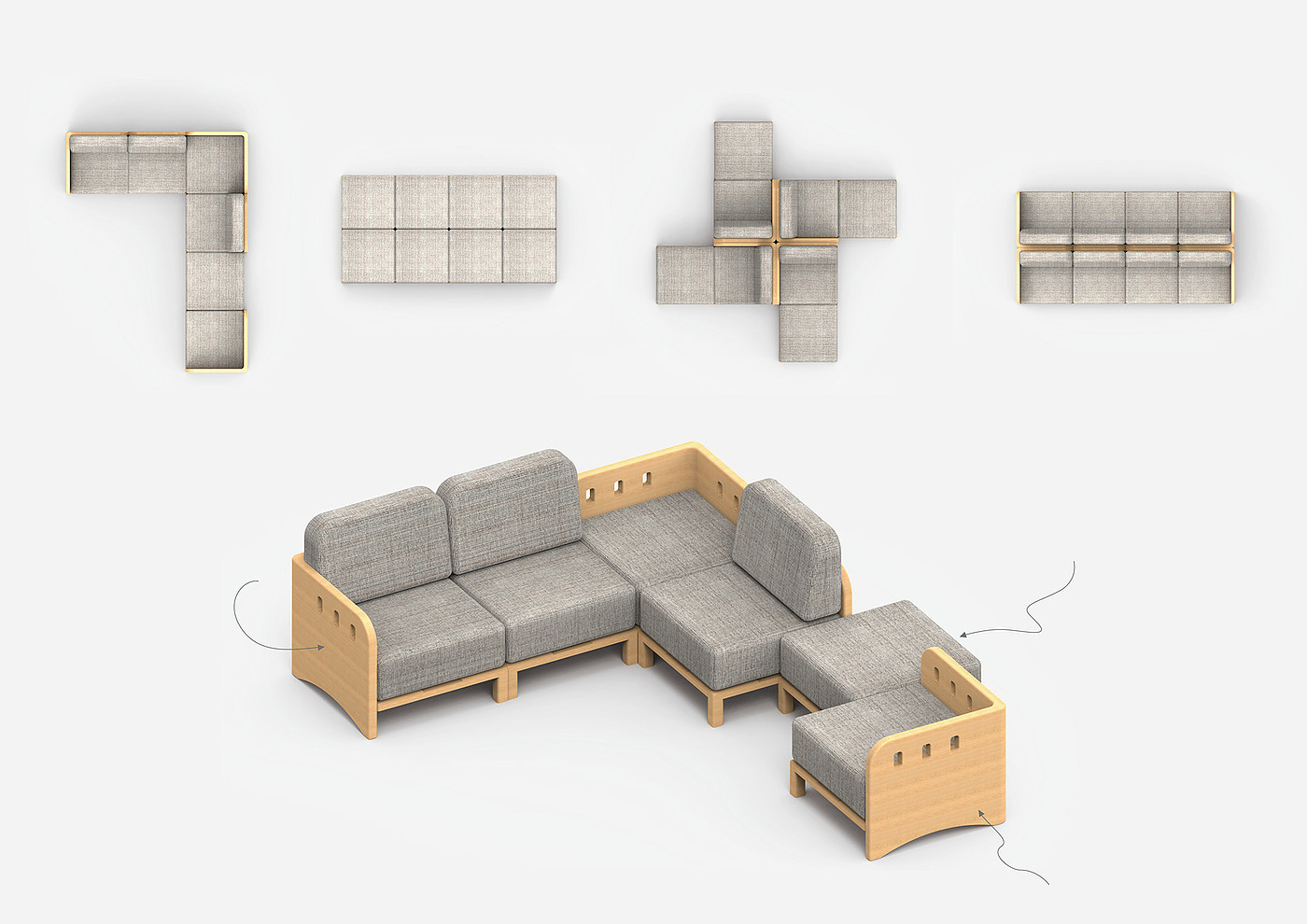 sofa，TOWNWood，Combined wooden sofa，