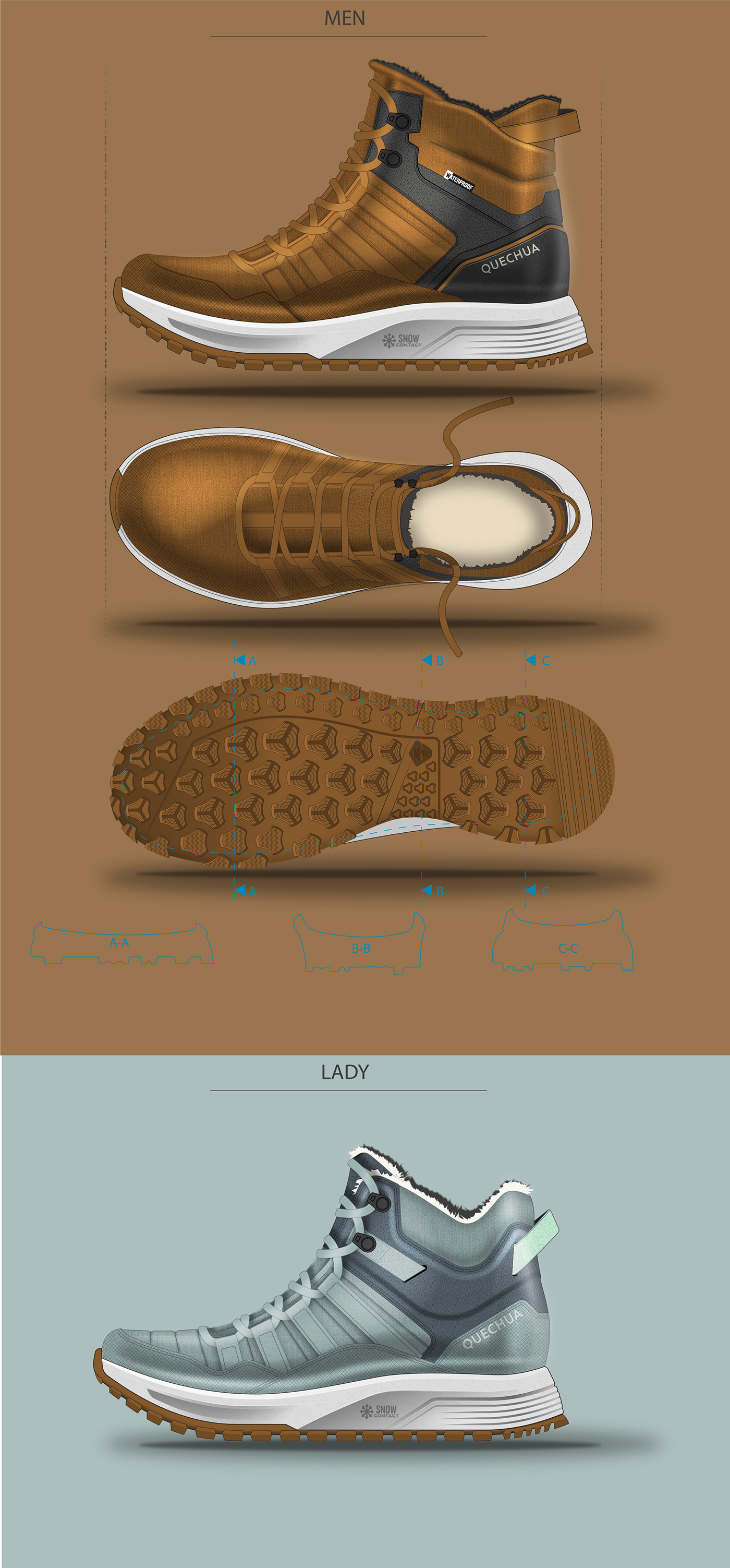 Boots，winter，shoes，QUECHUA，Mountaineering，