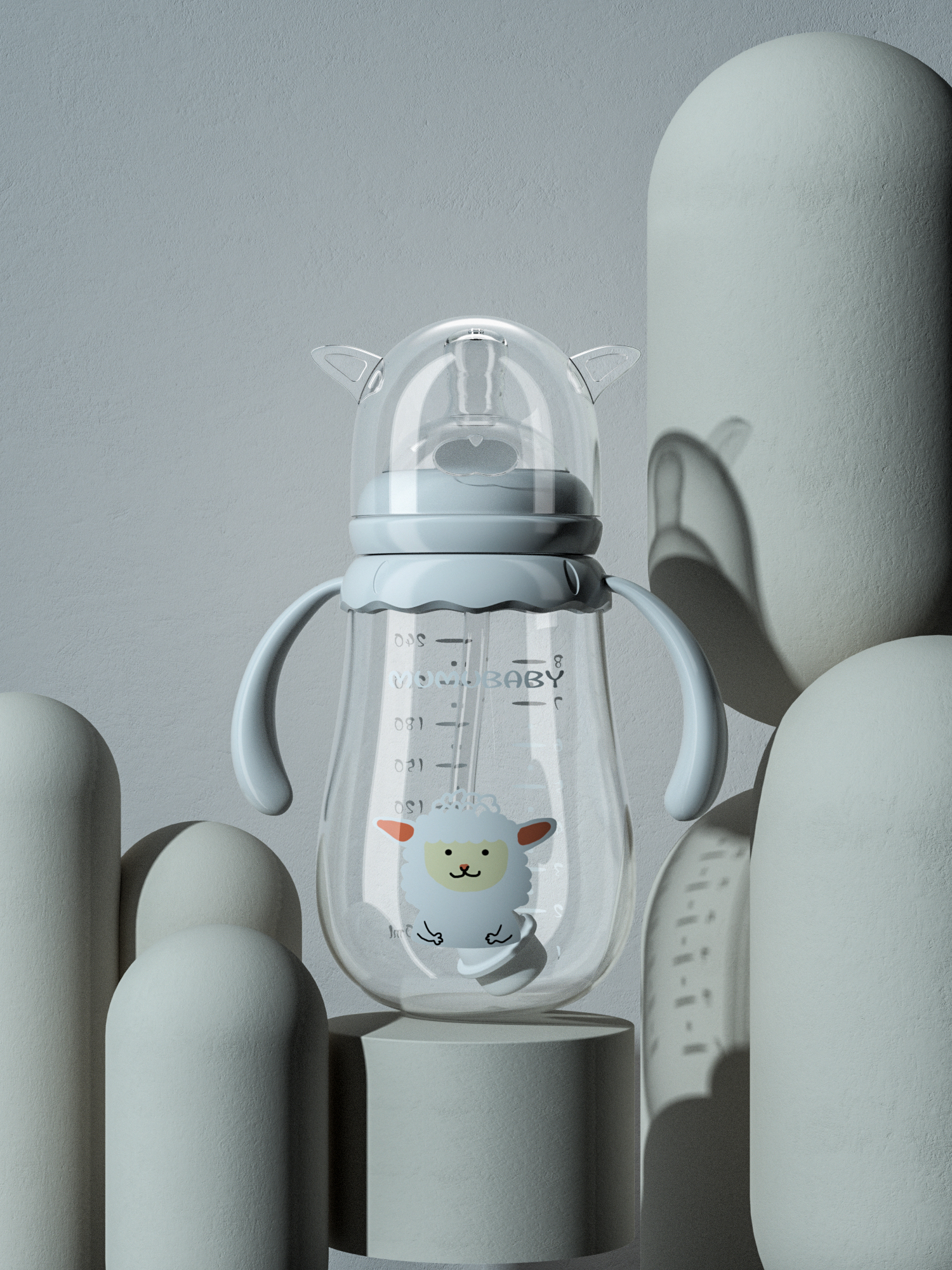 feeding bottle，Render，Cartoon，animal，
