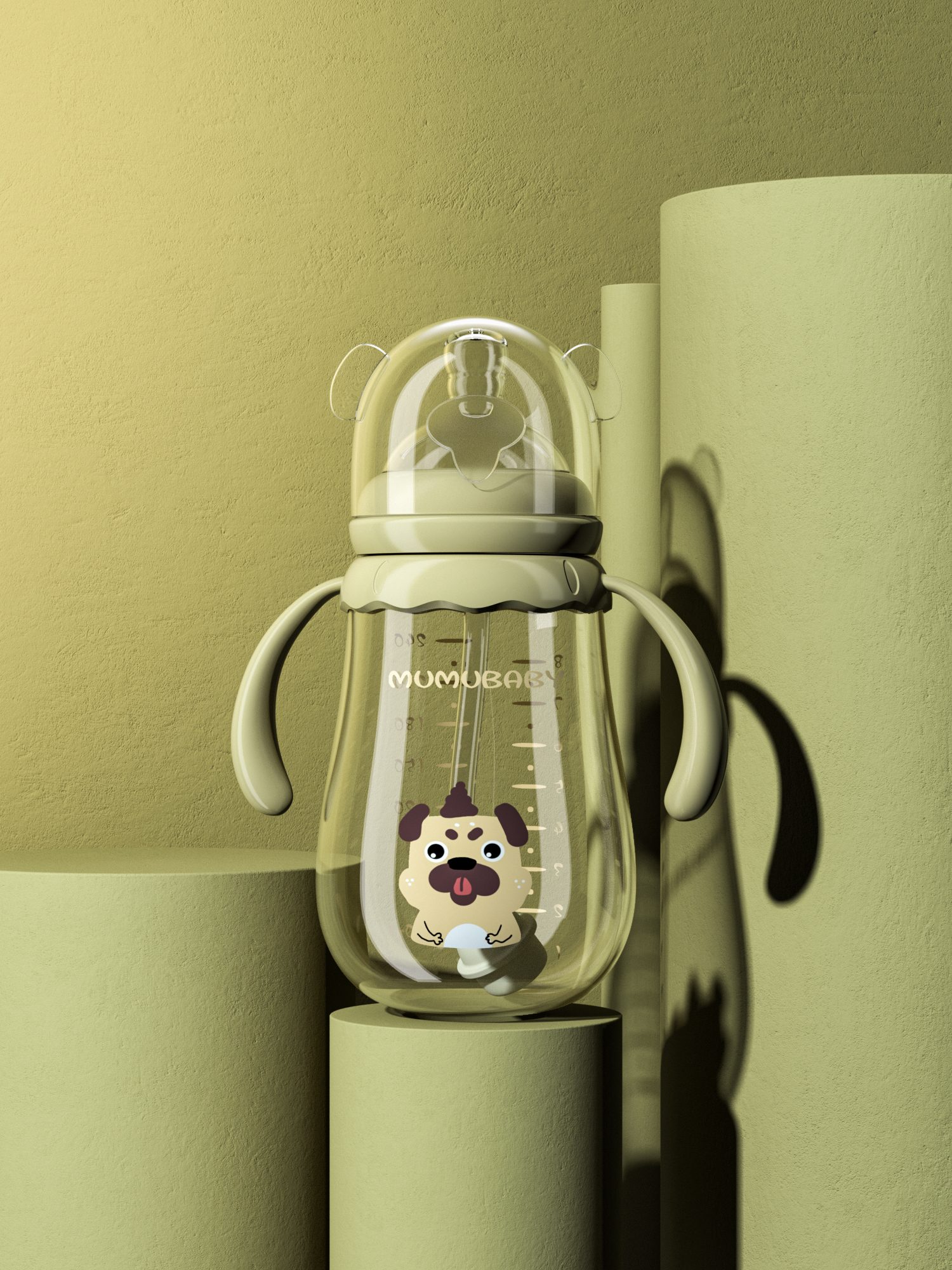feeding bottle，Render，Cartoon，animal，