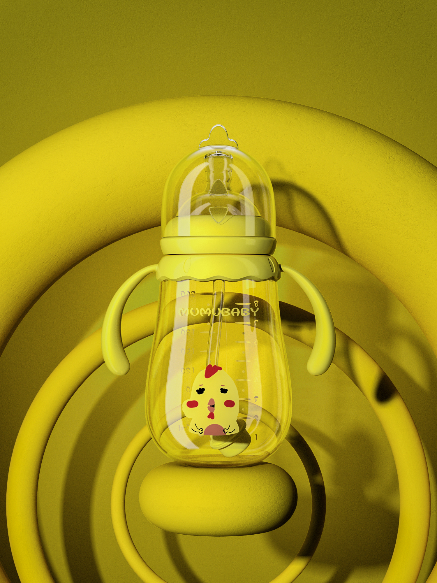 feeding bottle，Render，Cartoon，animal，