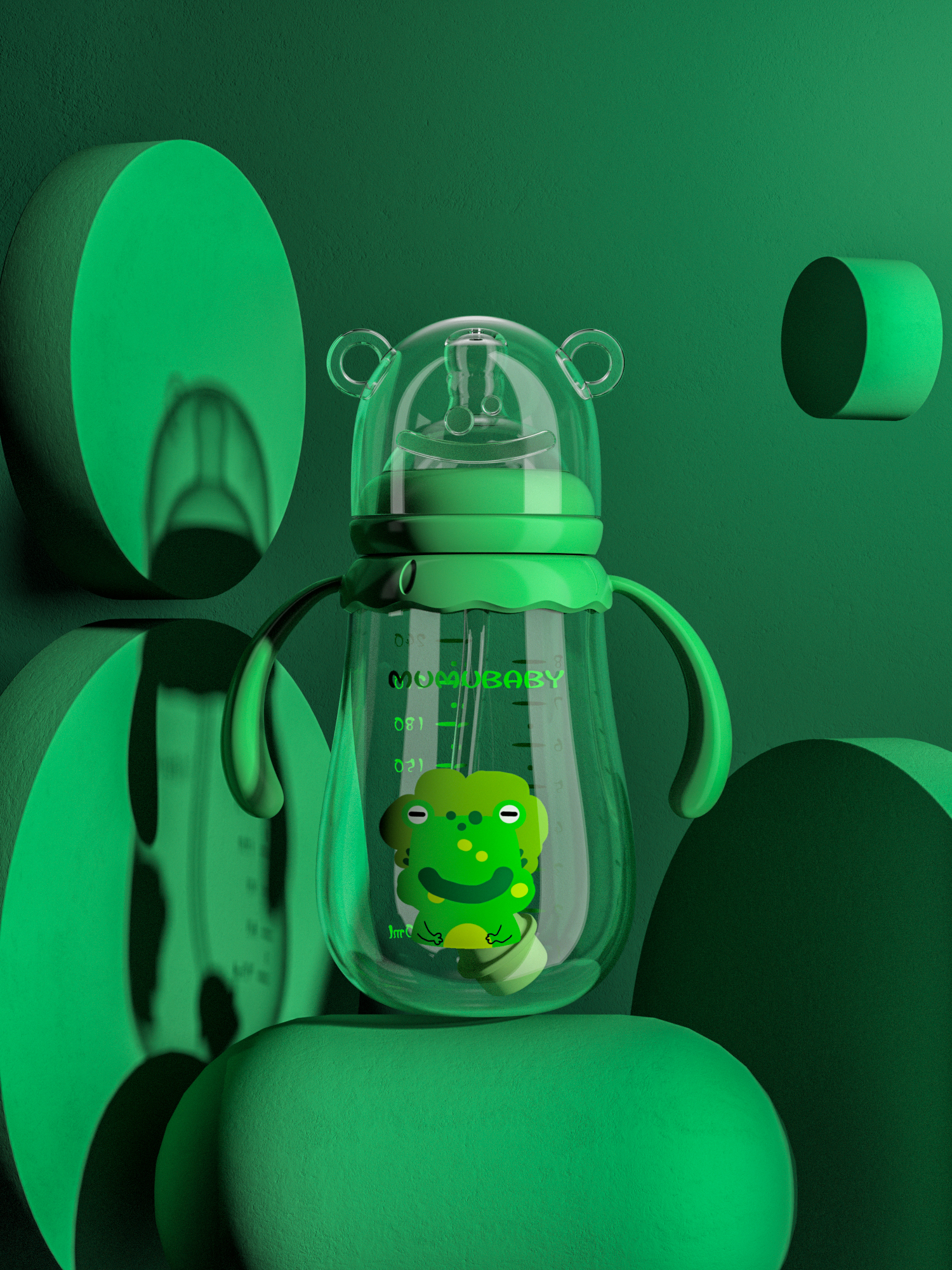 feeding bottle，Render，Cartoon，animal，