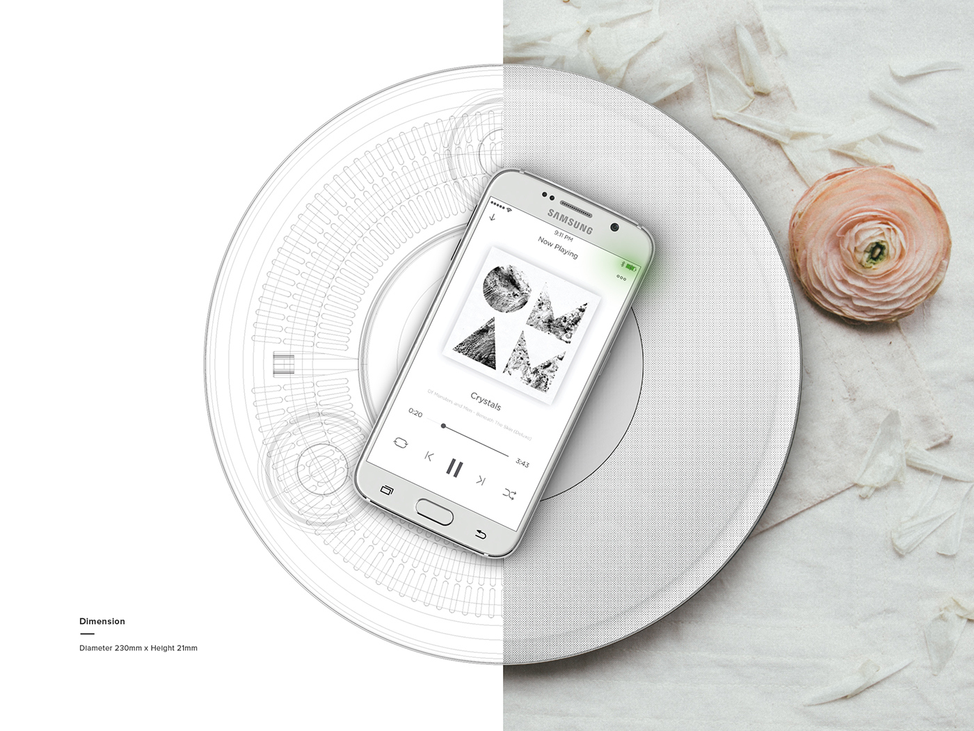 Bluetooth Speaker ，Wireless charging，plate，conceptual design，Electronics，industrial design，