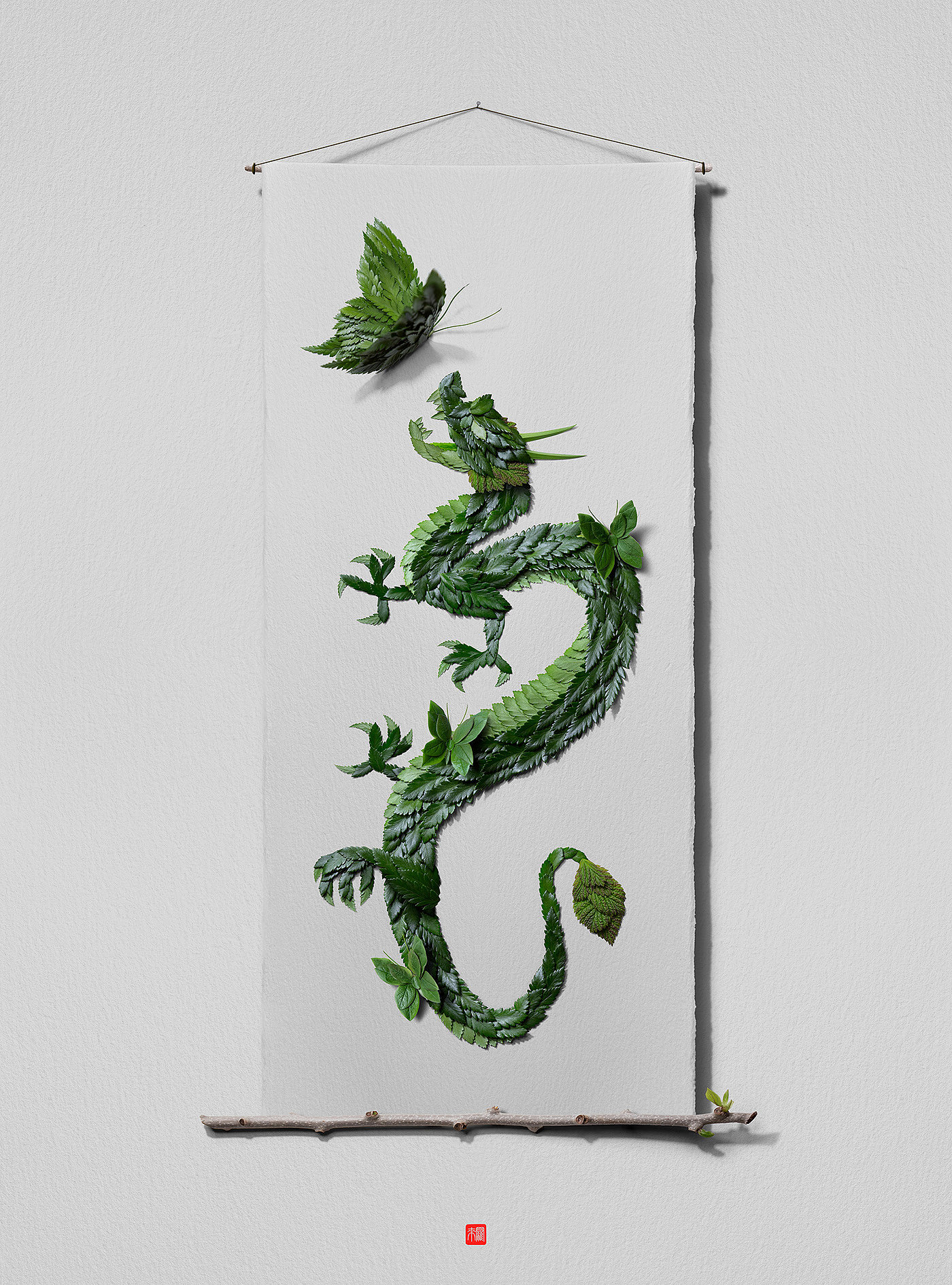 Natural flowers and plants，Collage art，Realistic insect，