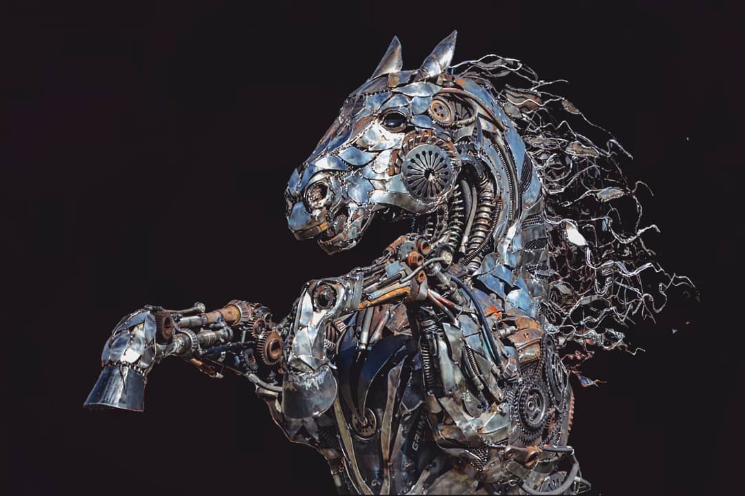 Sculpture，Metal，horse，Punk，