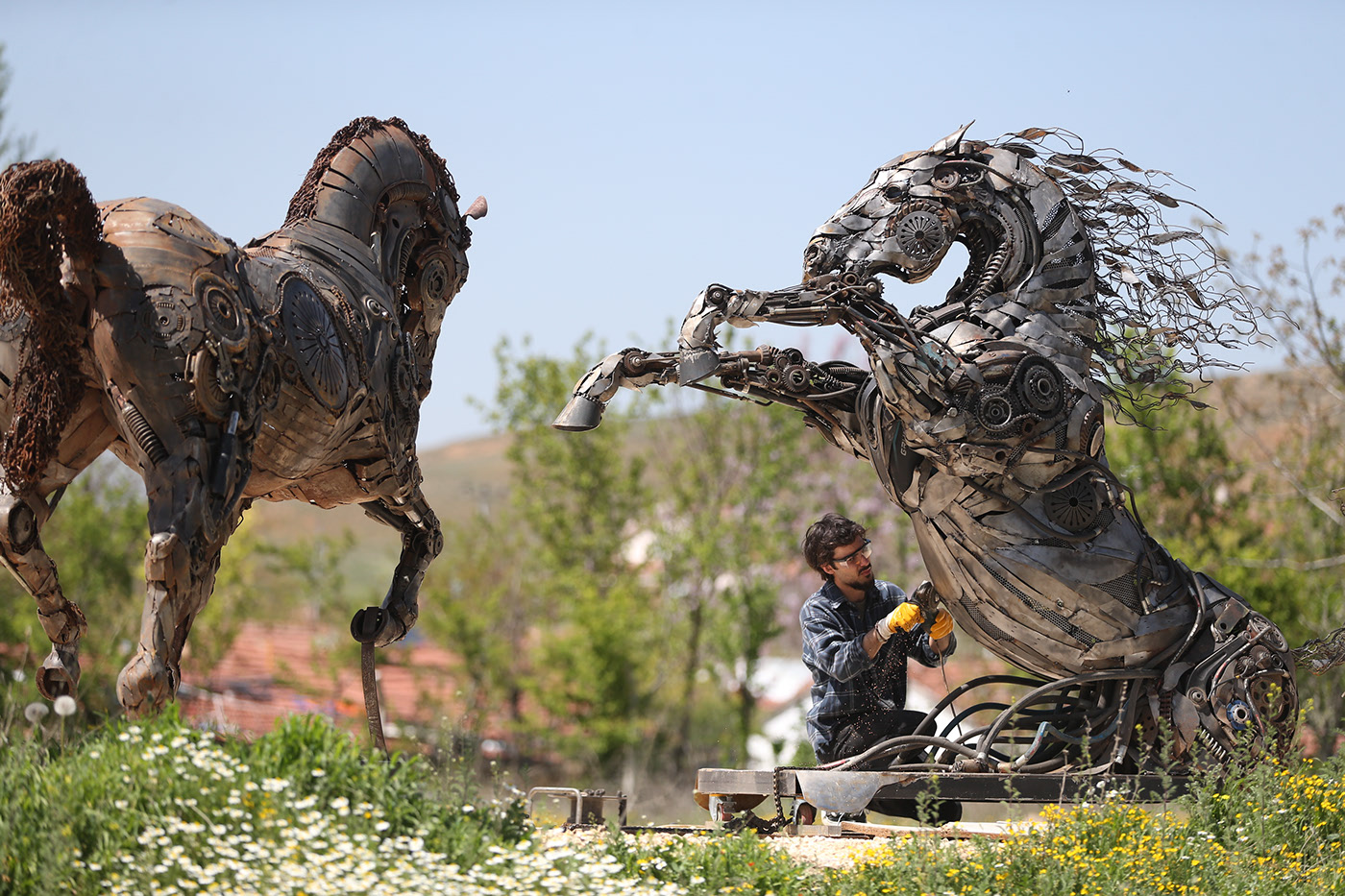 horse，Metal，Sculpture，welding，