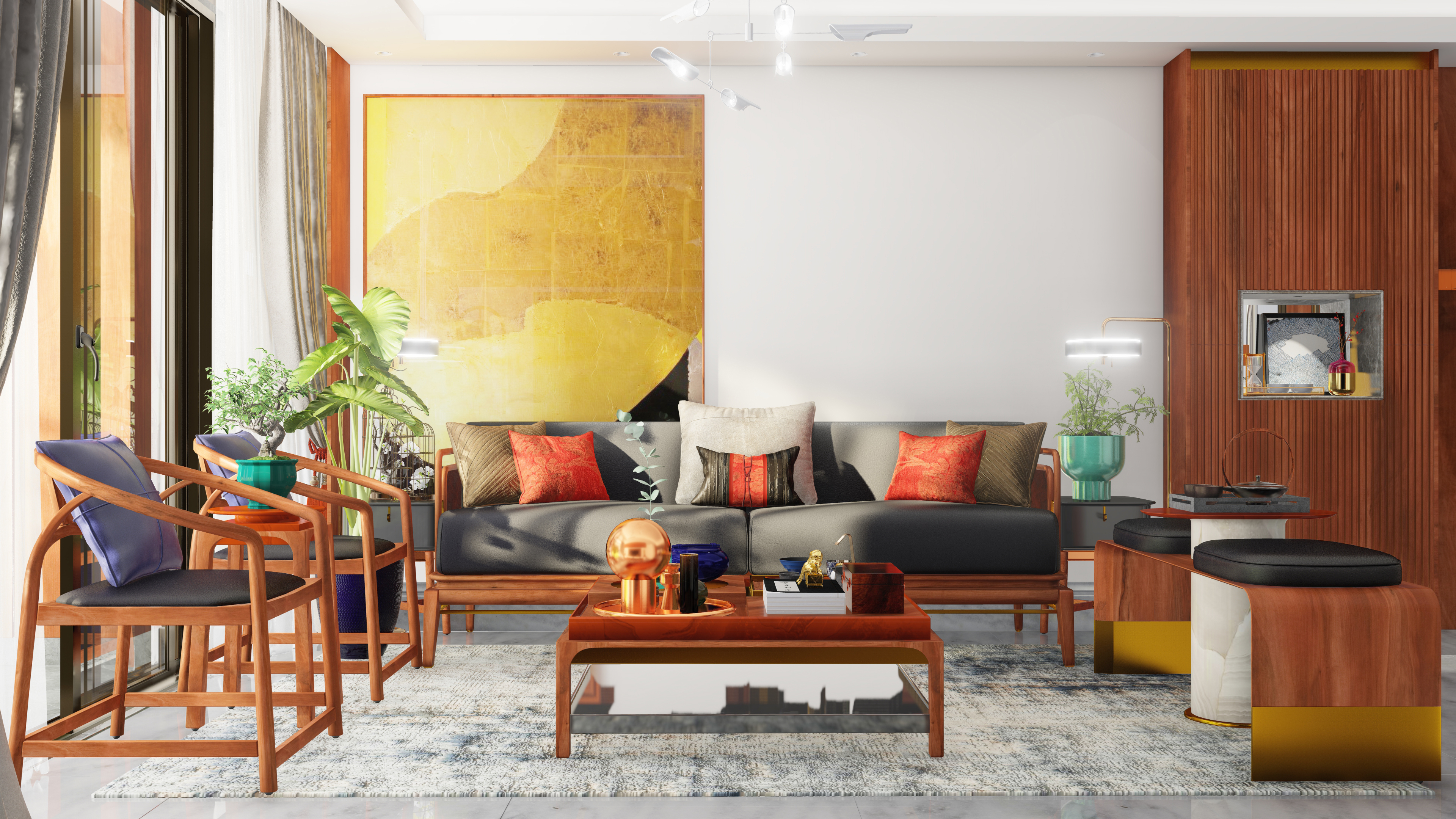 furniture design ，Interior design，New Chinese style，Lingnan style，Solid wood furniture，Soft decoration design，Space animation，