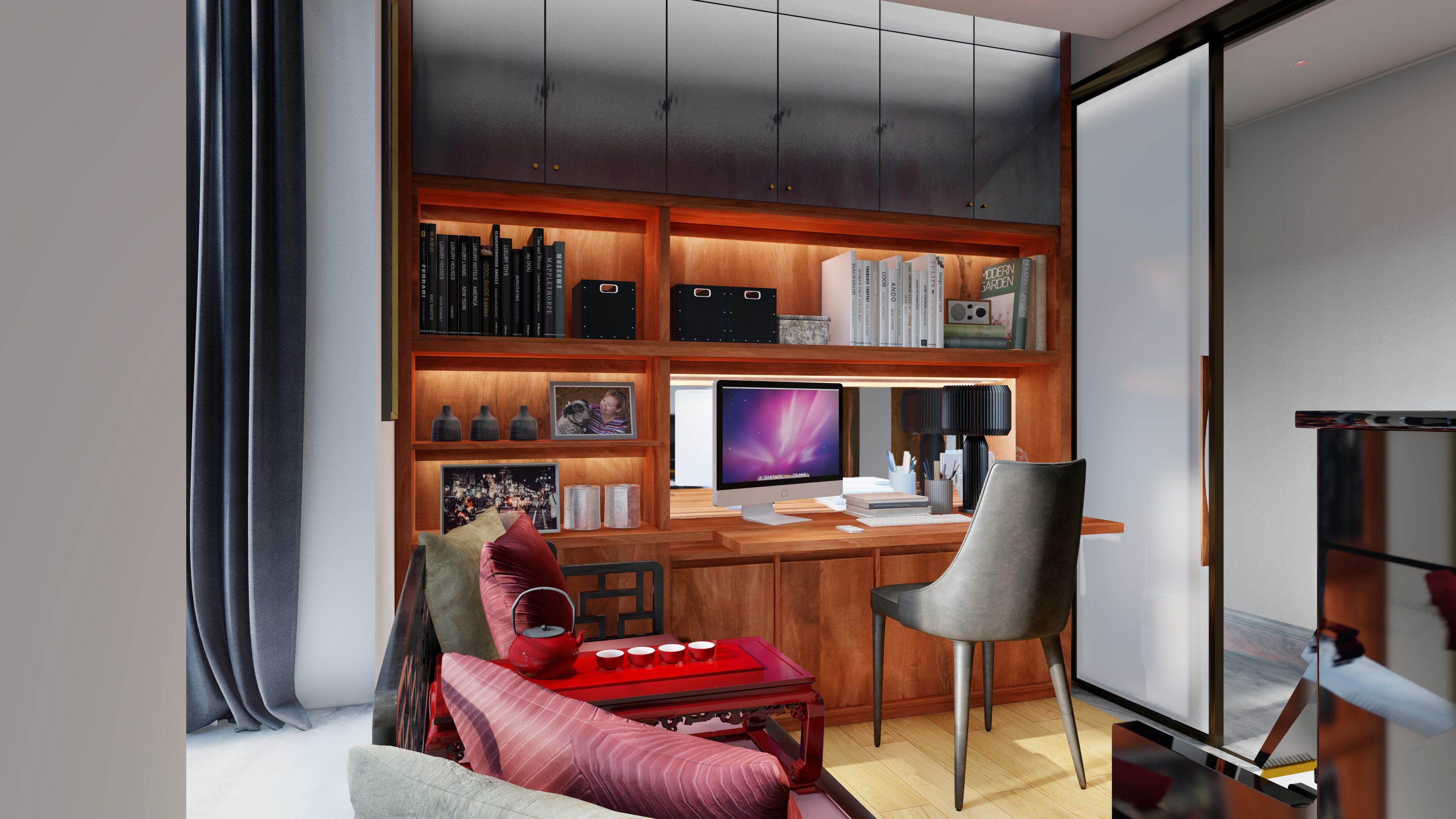 furniture design ，Interior design，New Chinese style，Lingnan style，Solid wood furniture，Soft decoration design，Space animation，