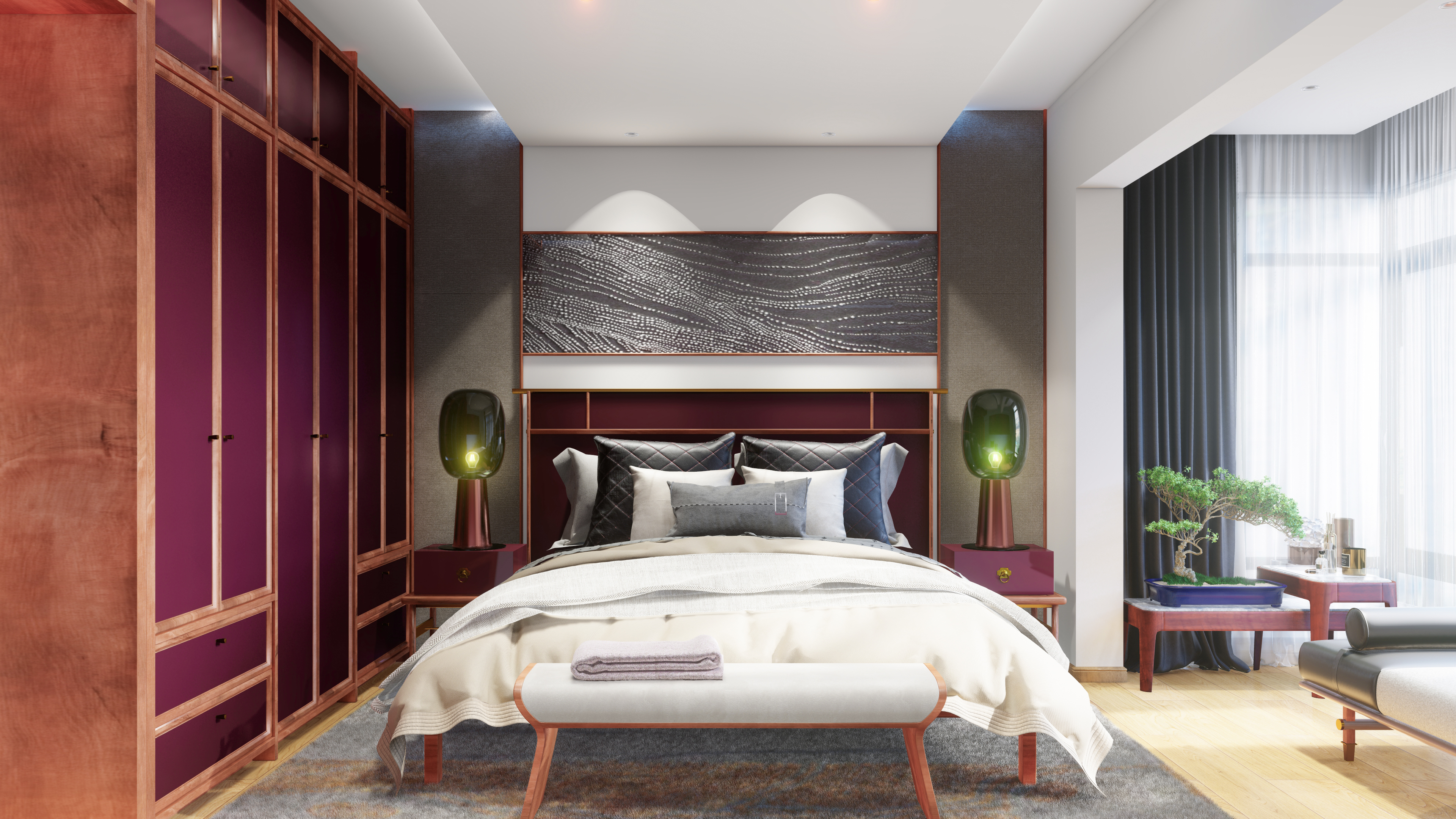 furniture design ，Interior design，New Chinese style，Lingnan style，Solid wood furniture，Soft decoration design，Space animation，