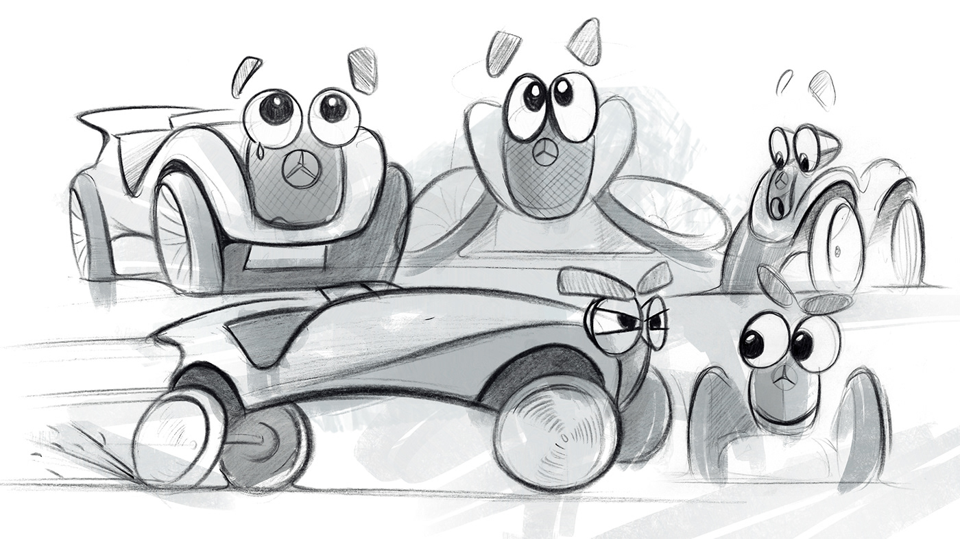 Mercedes Benz，mascot design ，draft，