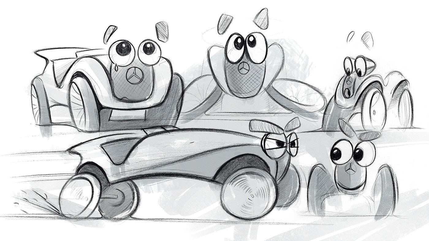 Mercedes Benz，mascot design ，draft，