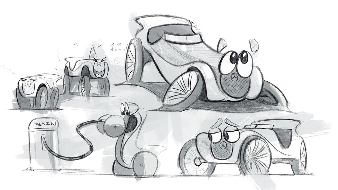 Mercedes Benz，mascot design ，draft，