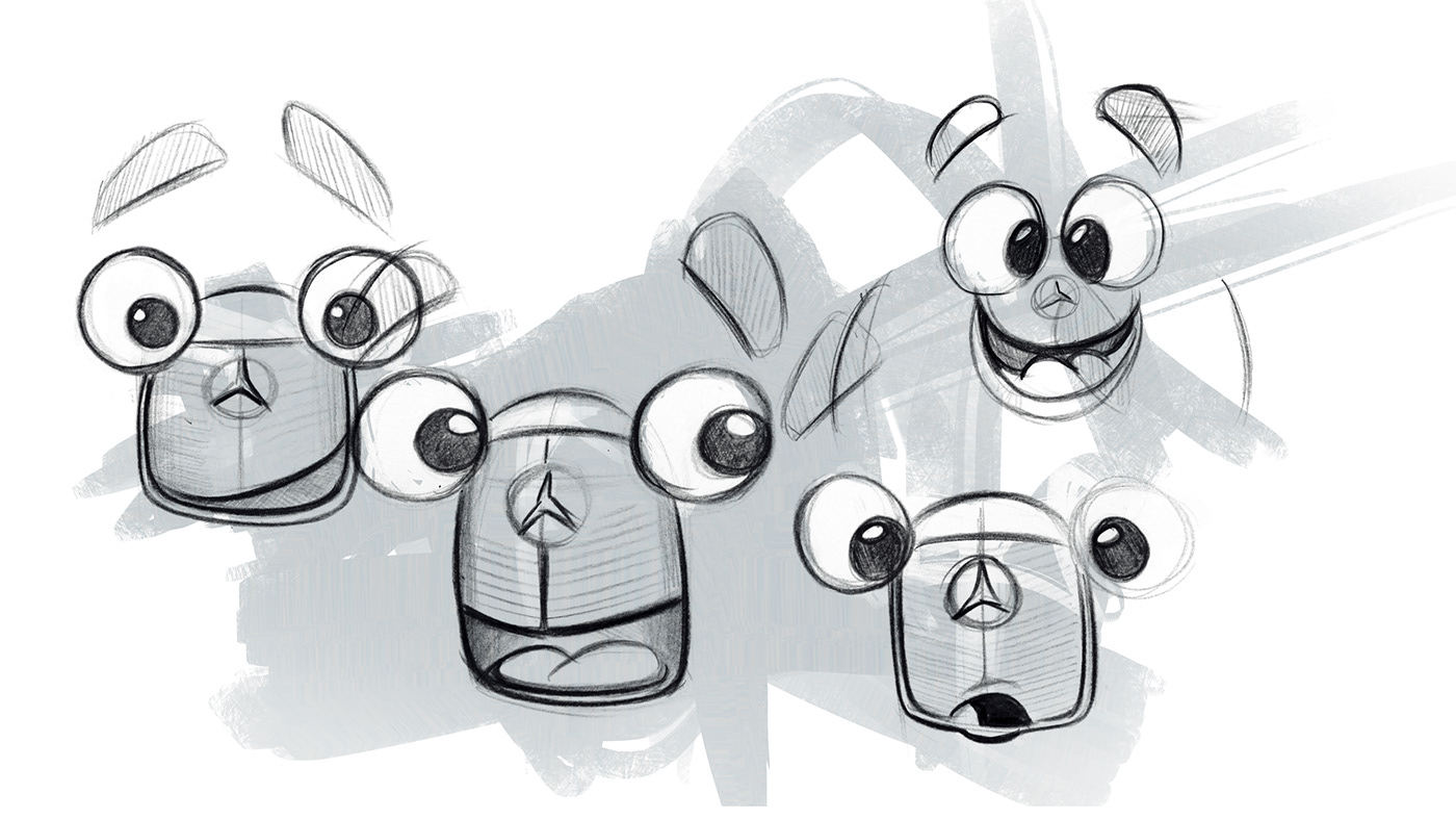 Mercedes Benz，mascot design ，draft，