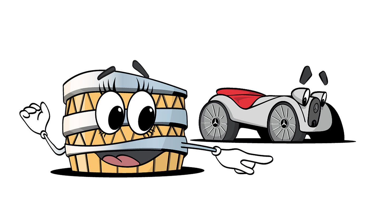 Mercedes Benz，mascot design ，draft，