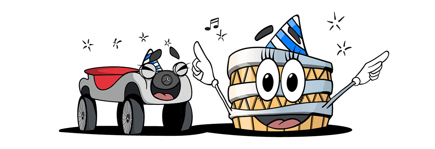 Mercedes Benz，mascot design ，draft，