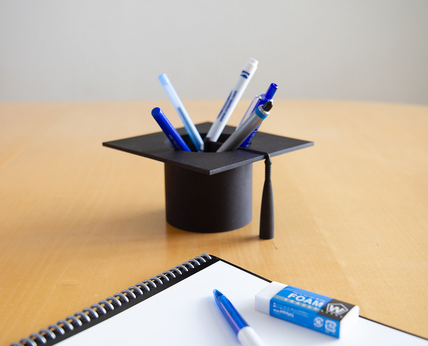 pen container，Graduation cap，black，3D printing，