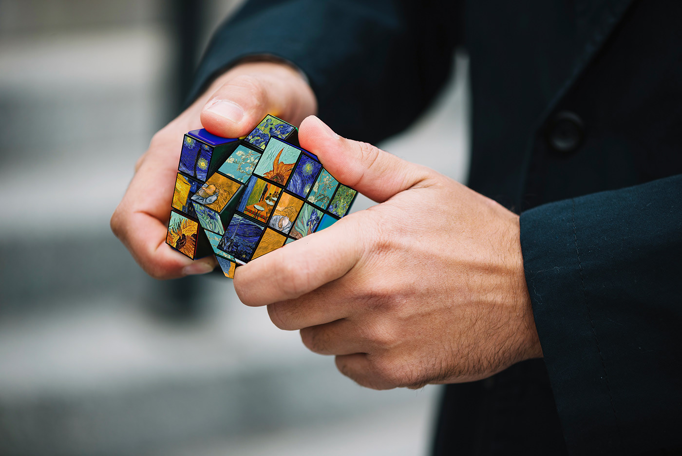 van gogh，Rubik's Cube，Oil Painting，