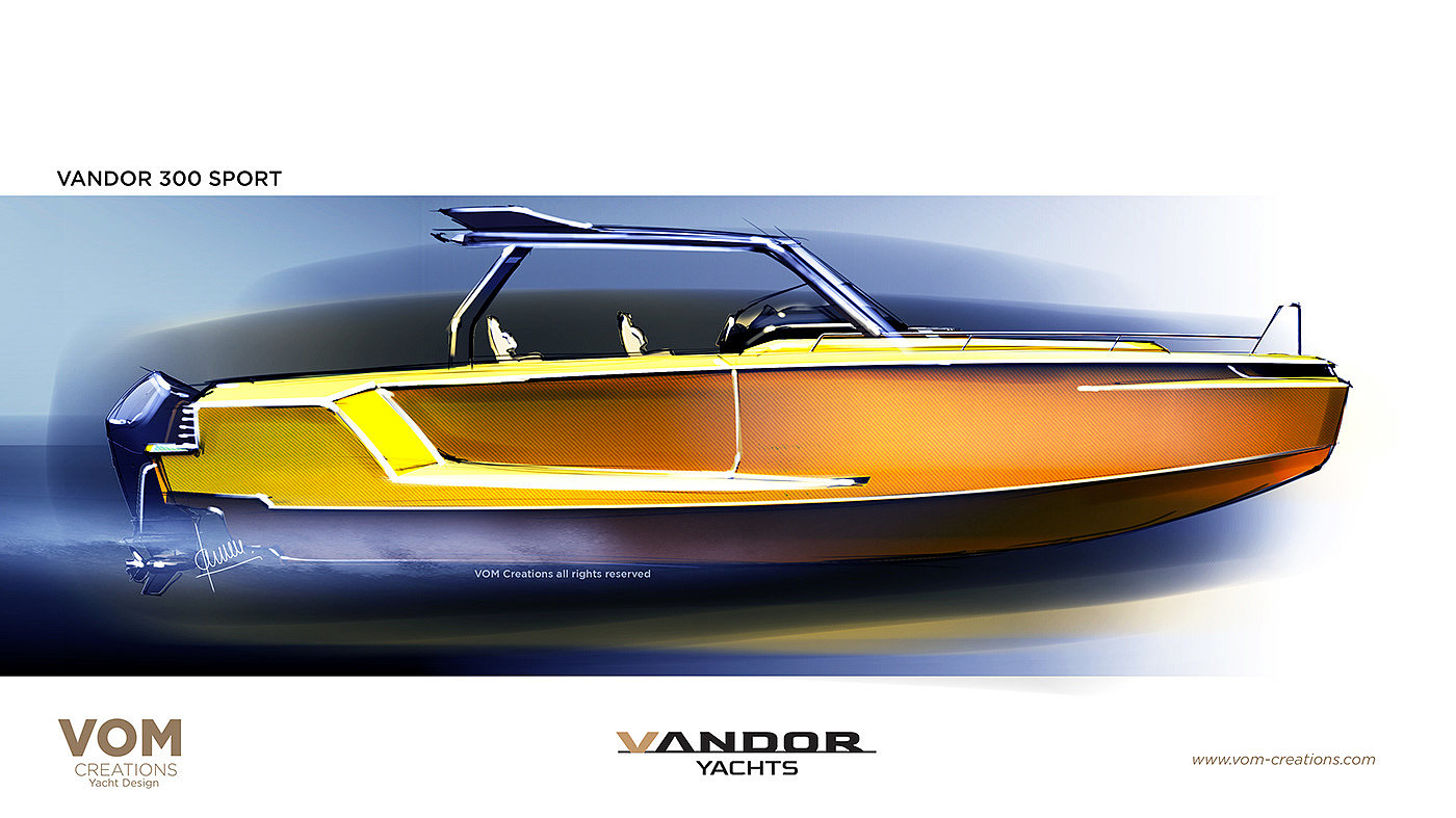 Vandor 300 Sport，造型设计，手绘，游艇，