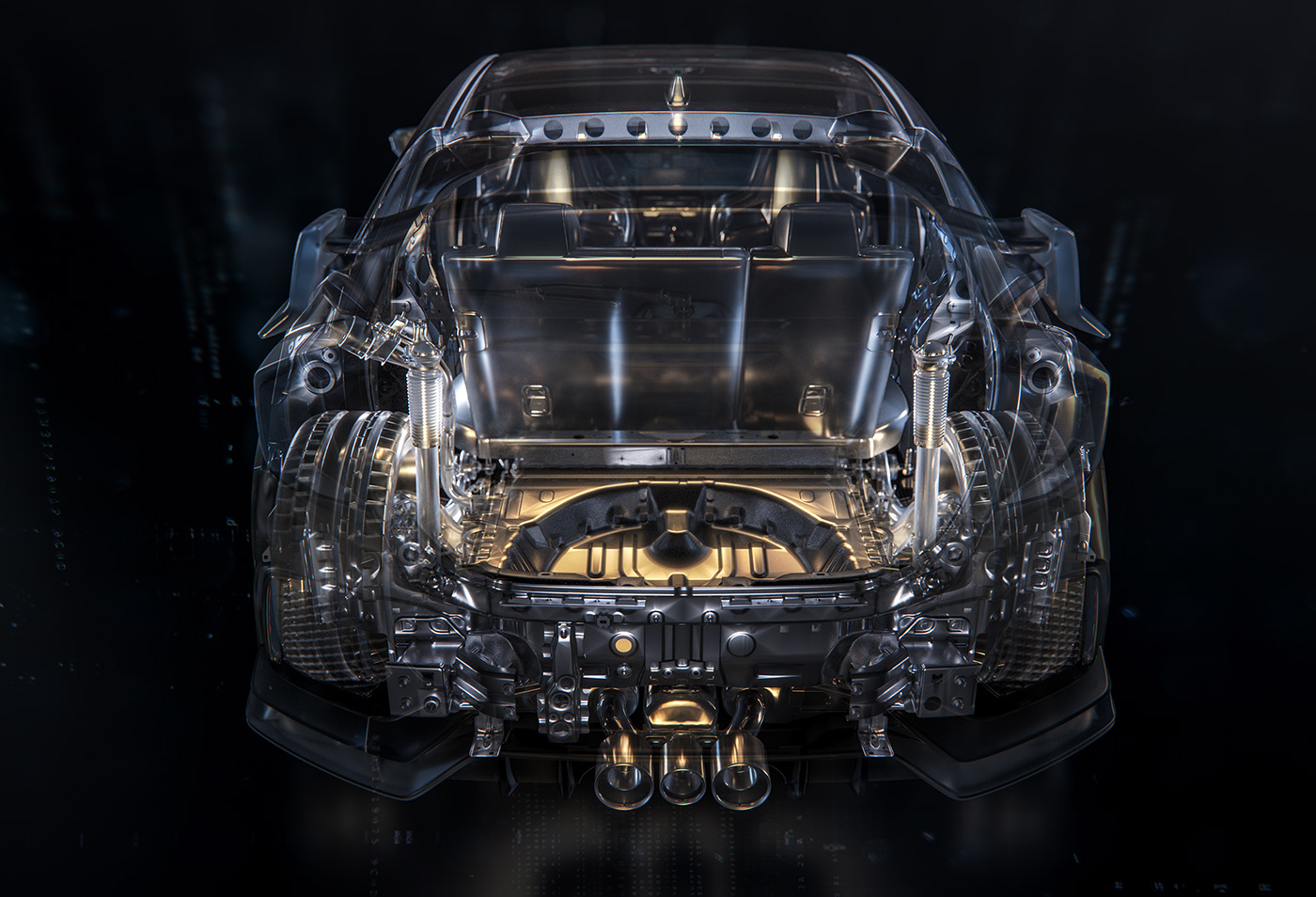 cgi，Car interior，X-ray effect，Under the hood，